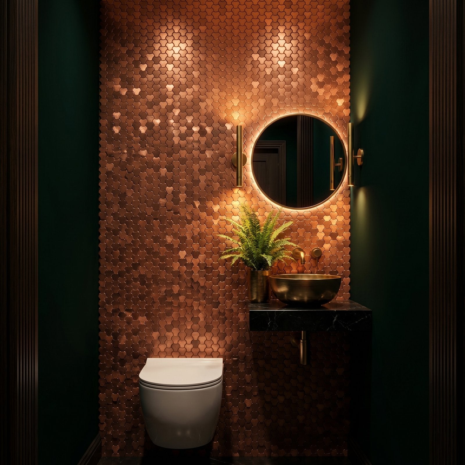 Peel and Stick Backsplash | Trefoil 3D Bronze | 12.01×11.65"