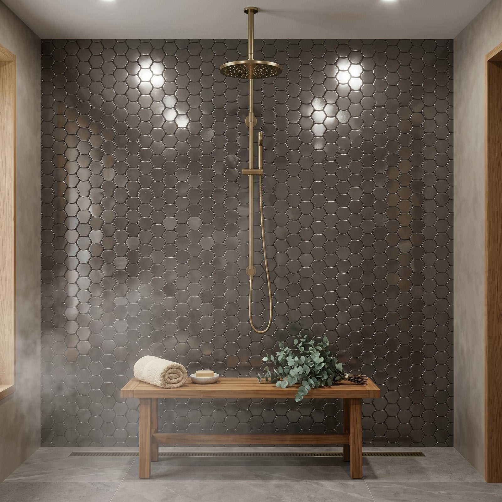 Peel and Stick Backsplash | Trefoil 3D Anthracite | 12.01×11.65"