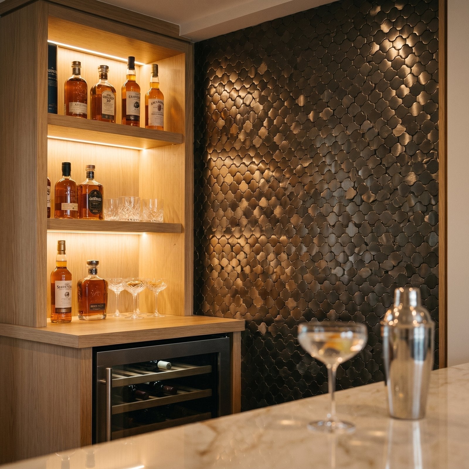 Peel and Stick Backsplash | Trefoil 3D Anthracite | 12.01×11.65"