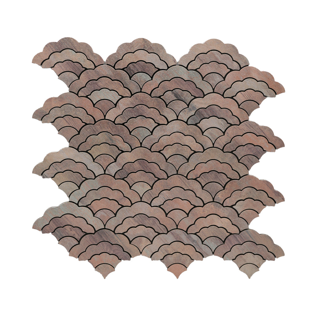Peel and Stick Backsplash | Fan Mauve | 10.55×11.06"