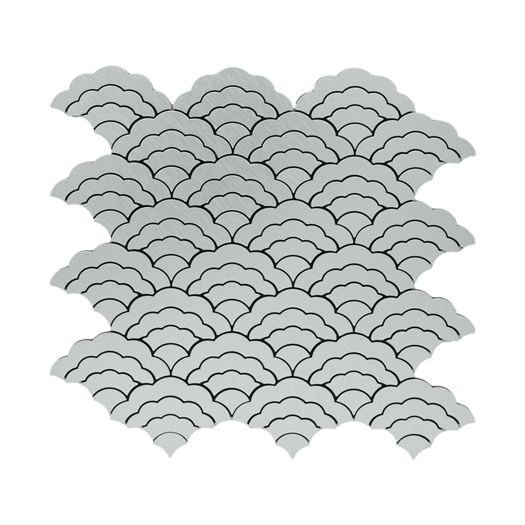 Peel and Stick Backsplash | Fan Silver | 10.55×11.06"