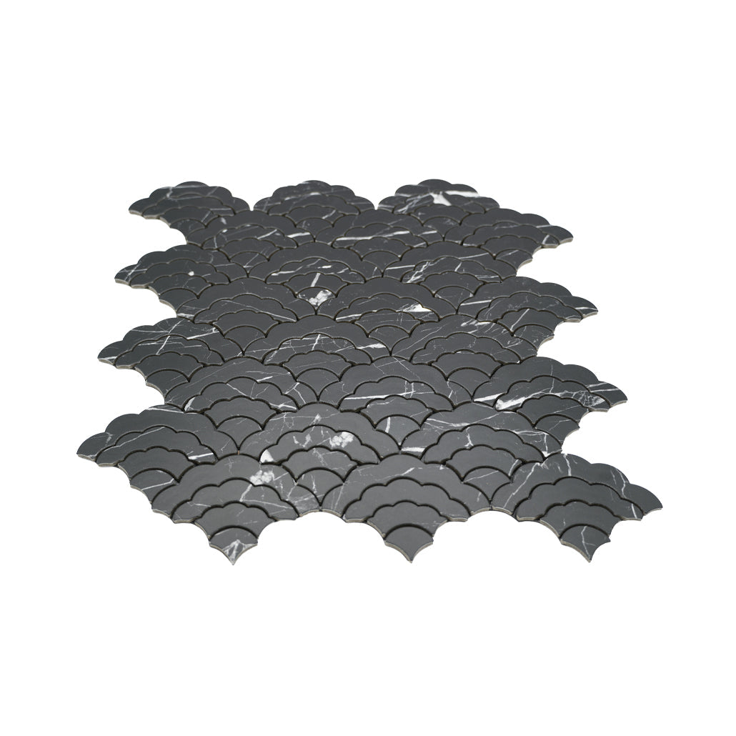 Peel and Stick Mosaic Tile | Fan Black | 10.55×11.06 in | Metal