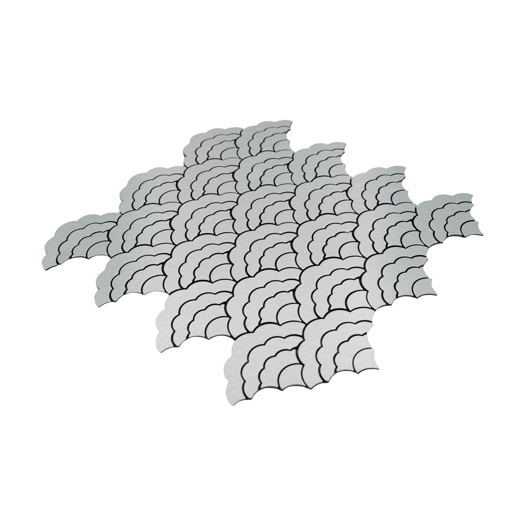 Peel and Stick Backsplash | Fan Silver | 10.55×11.06"