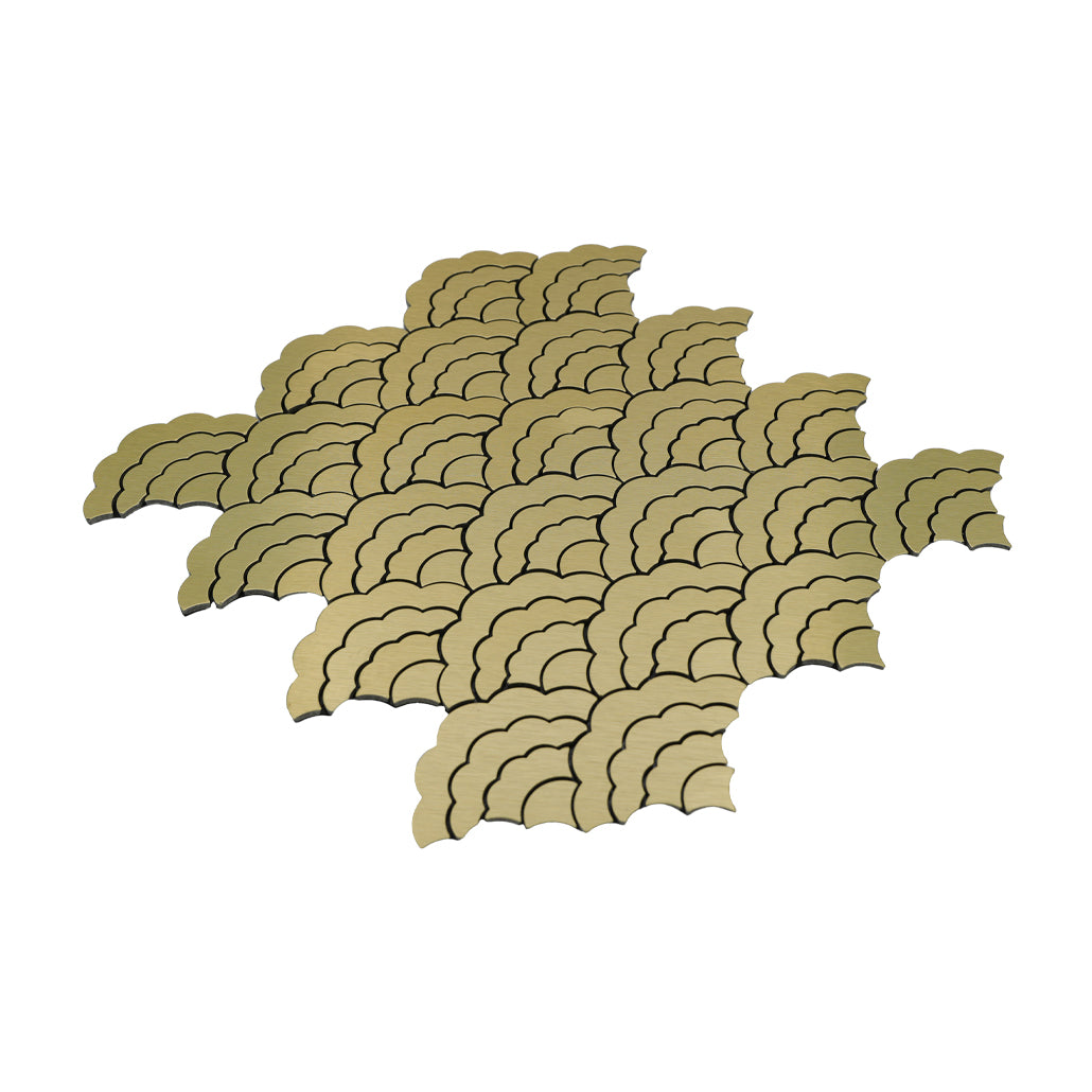 Peel and Stick Mosaic Tile | Fan Gold | 10.55×11.06 in | Metal