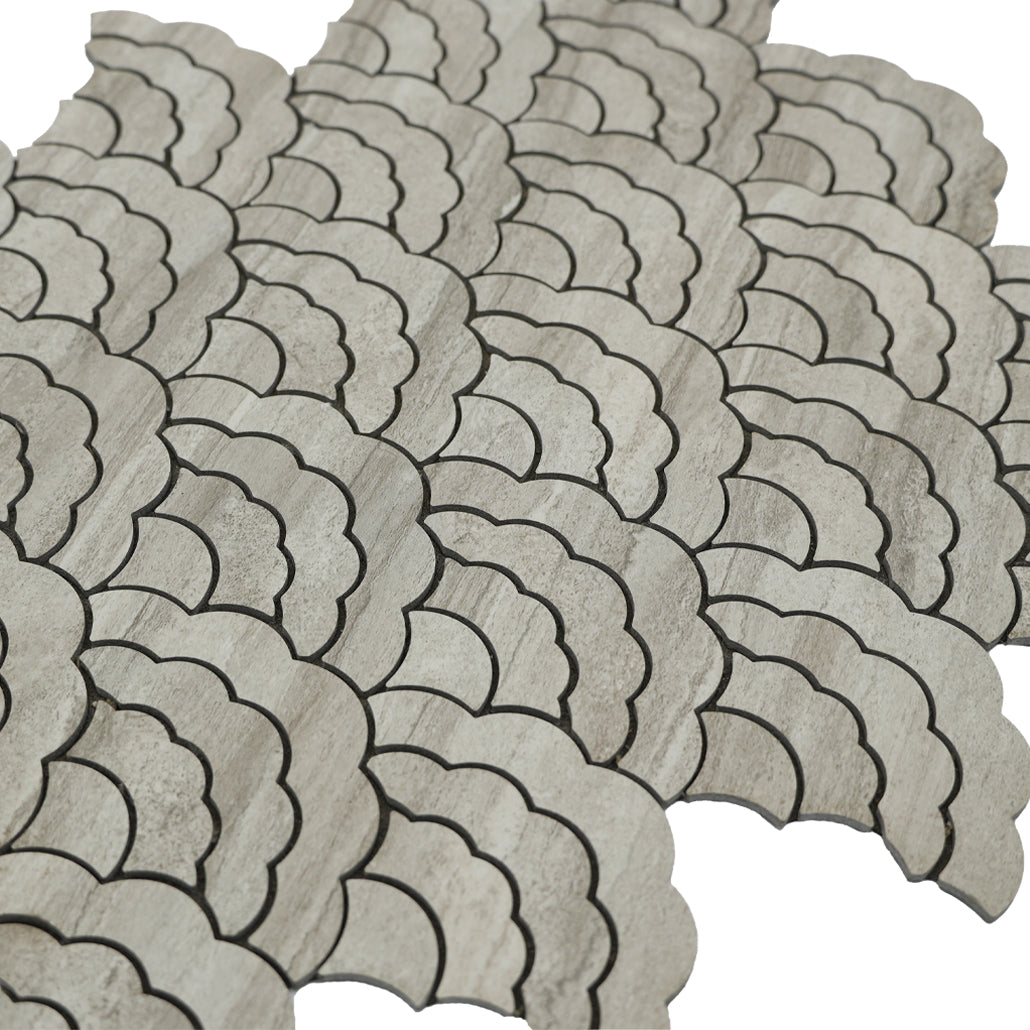 Peel and Stick Backsplash | Fan Gray | 10.55×11.06"