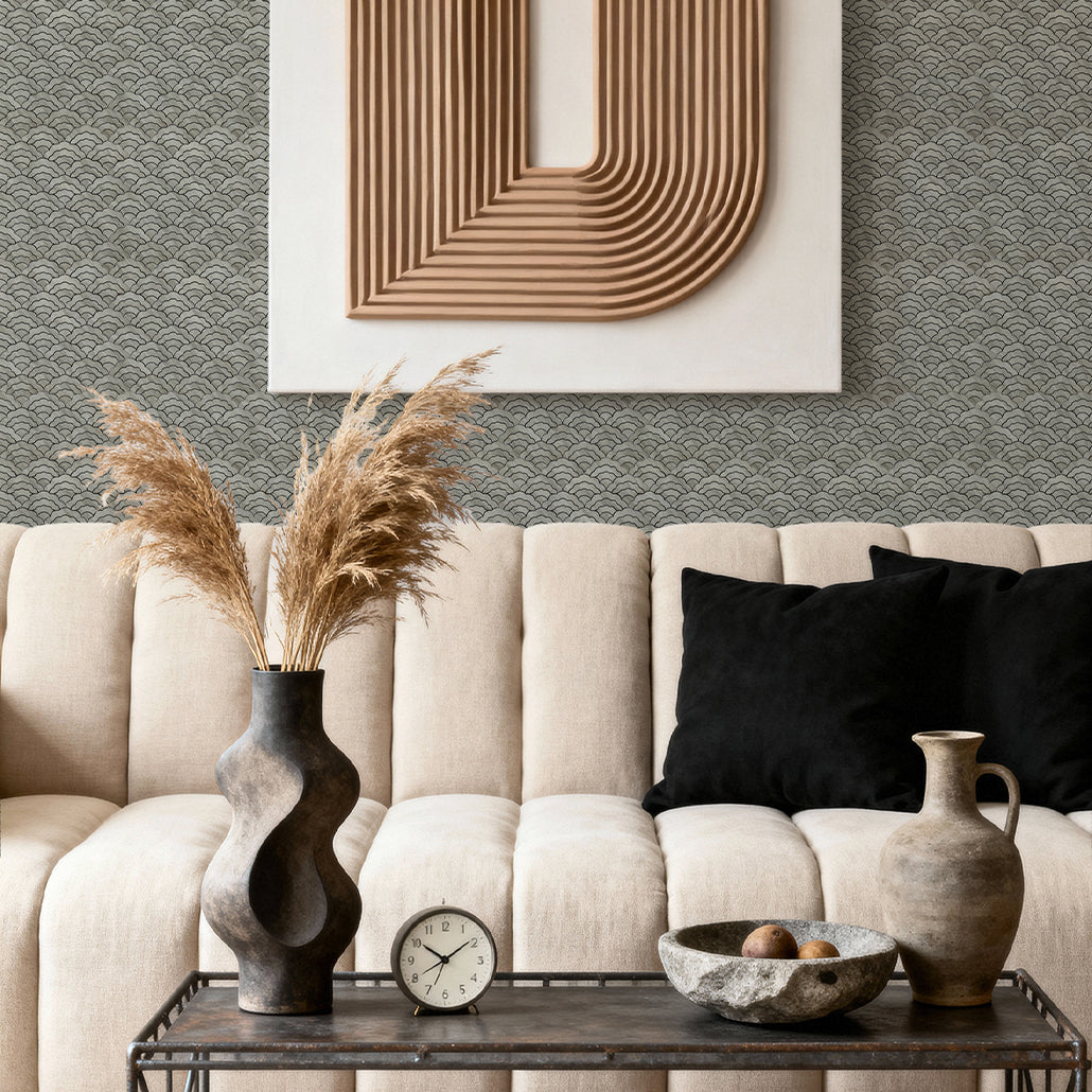 Peel and Stick Mosaic Tile | Fan Gray | 10.55×11.06 in | Metal