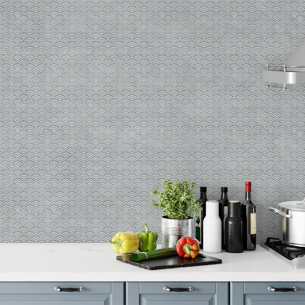 Peel and Stick Mosaic Tile | Fan Silver | 10.55×11.06 in | Metal