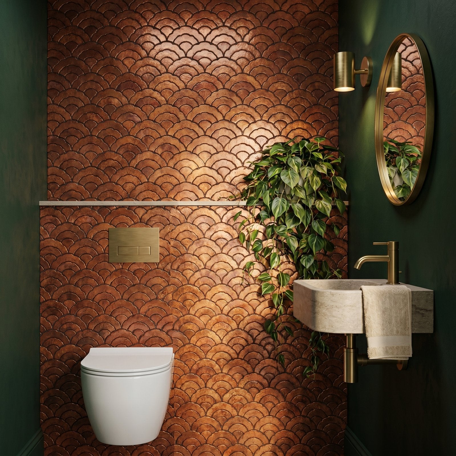 Peel and Stick Backsplash | Fan Copper | 10.55×11.06"