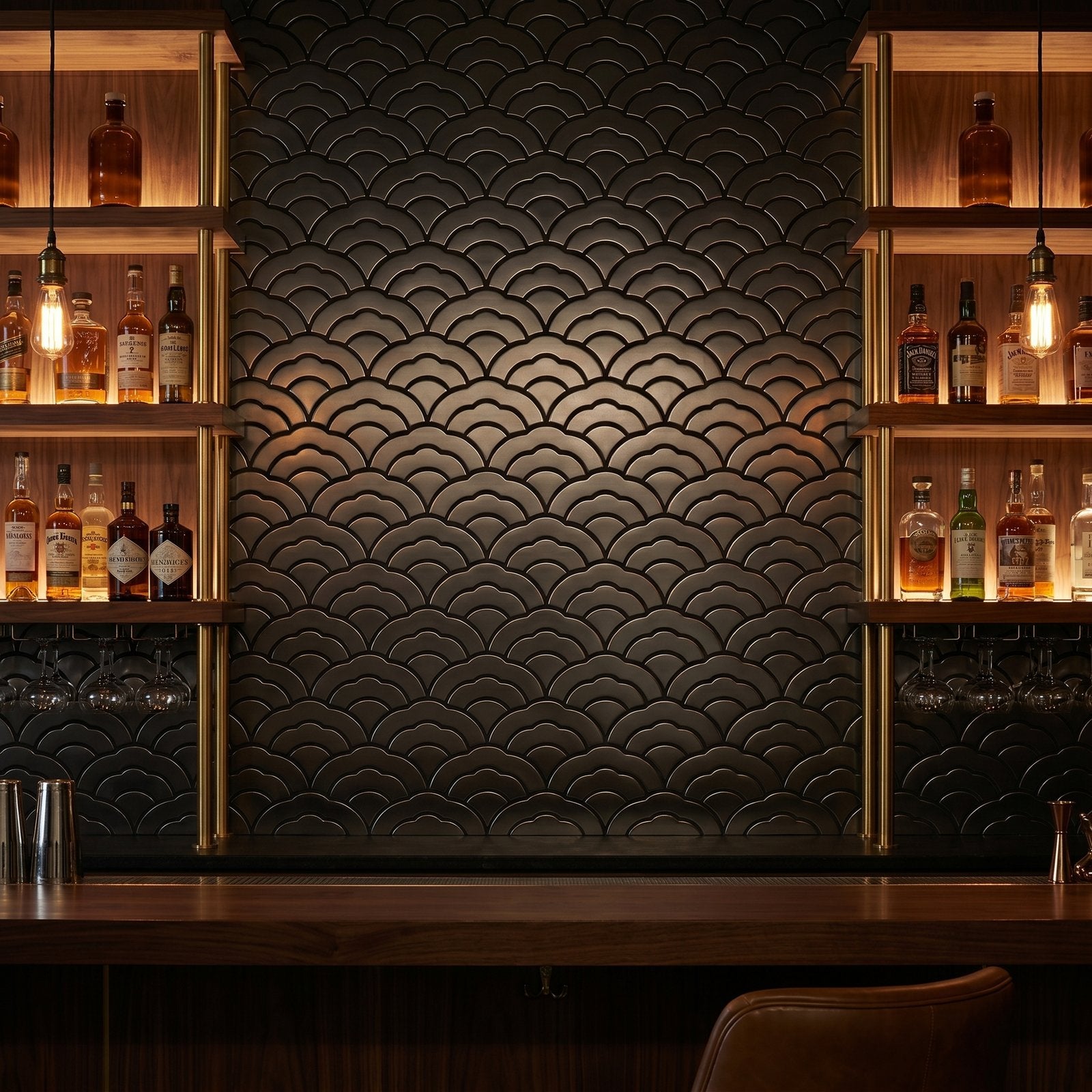Peel and Stick Backsplash | Fan Anthracite | 10.55×11.06"