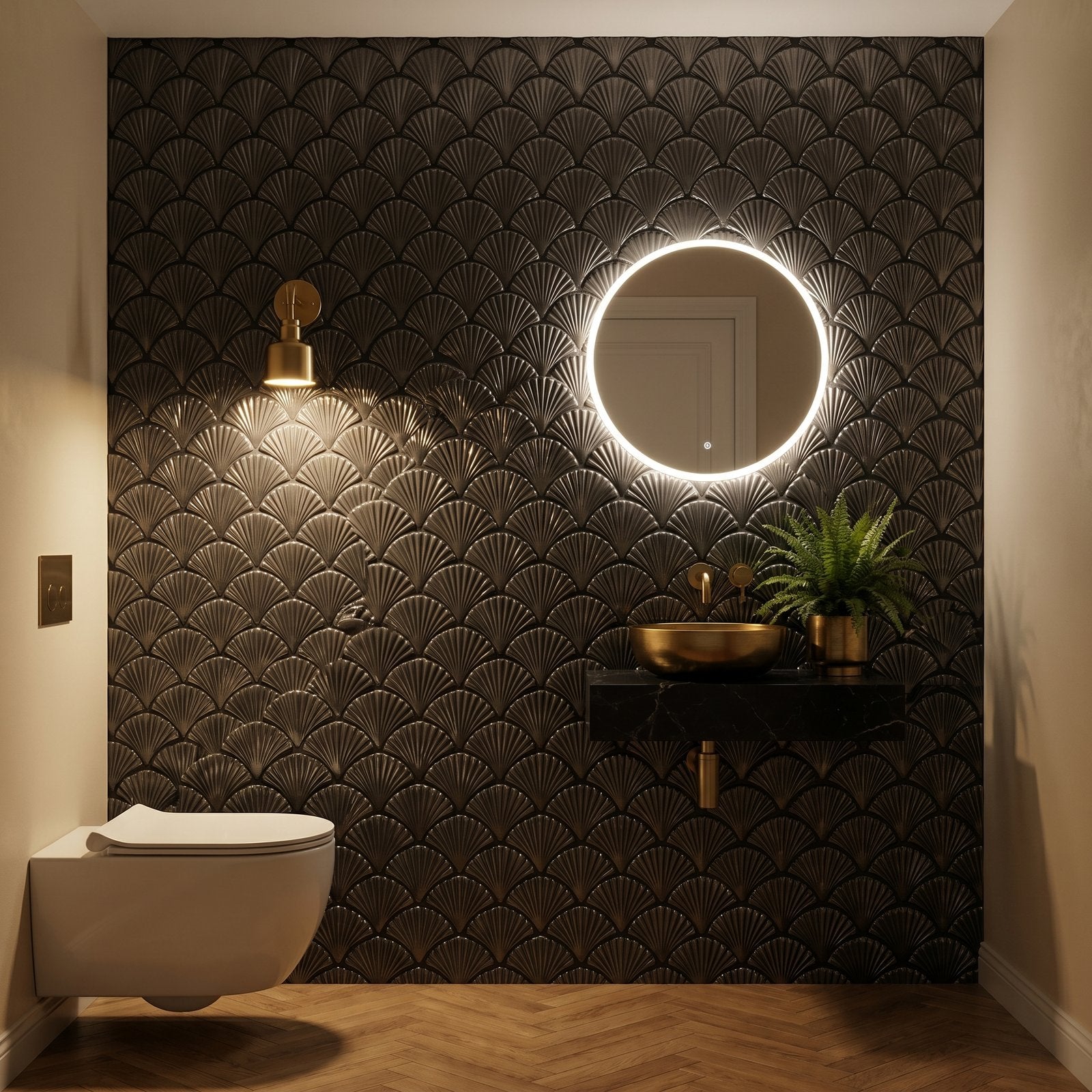 Peel and Stick Backsplash | Fan Anthracite | 10.55×11.06"