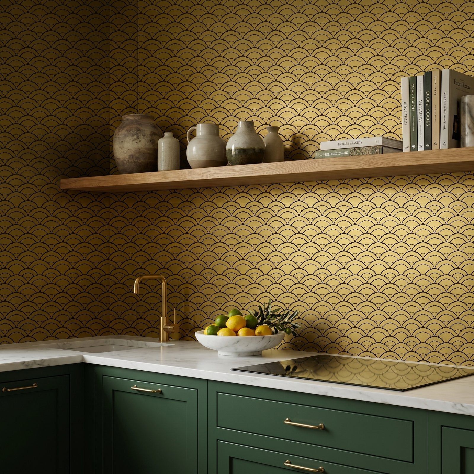 Peel and Stick Backsplash | Fan Gold | 10.55×11.06"