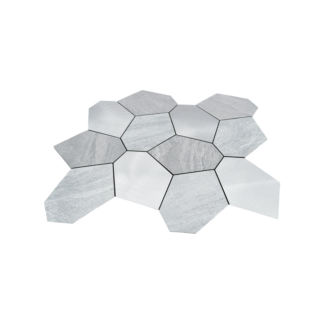 Peel and Stick Backsplash | Polygon Silver | 11.81×10.31"