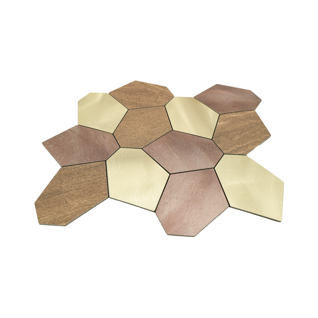 Peel and Stick Backsplash | Polygon Gold | 11.81×10.31"