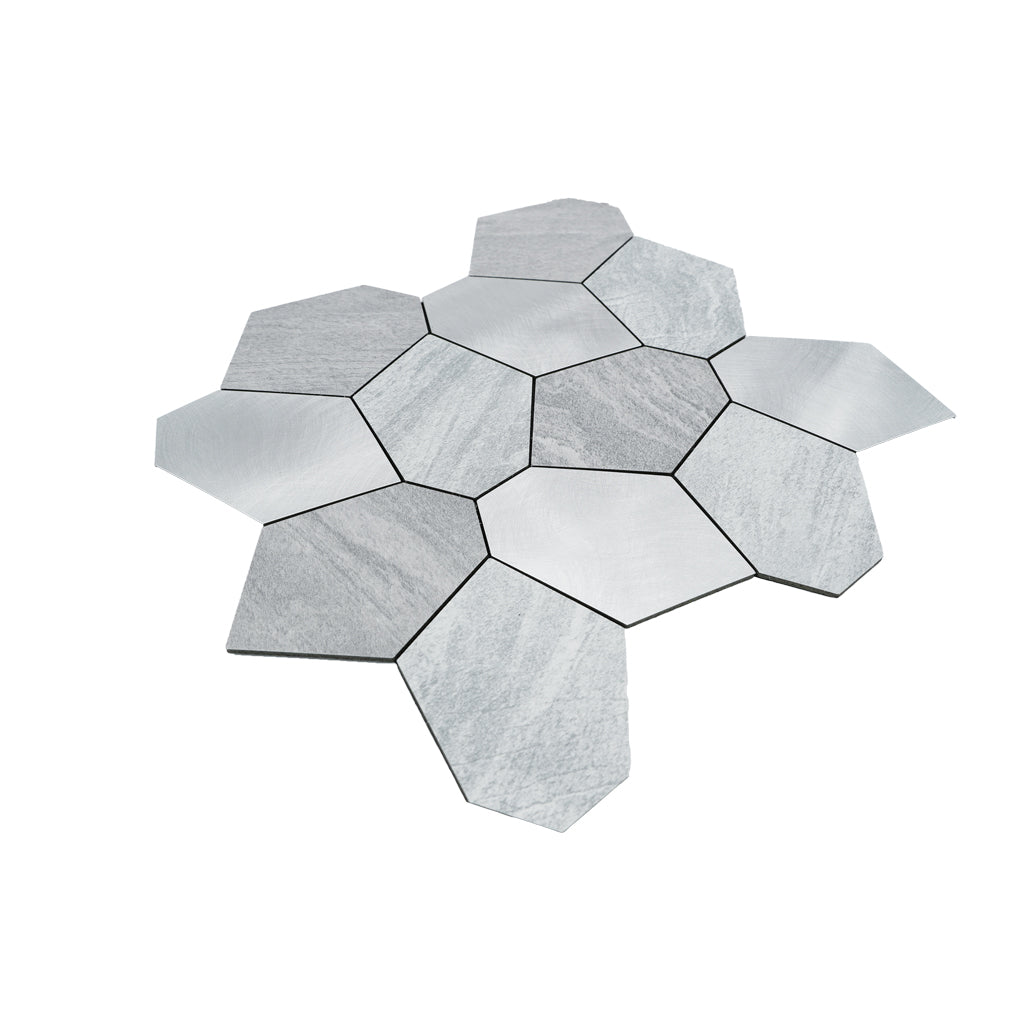 Peel and Stick Backsplash | Polygon Silver | 11.81×10.31"
