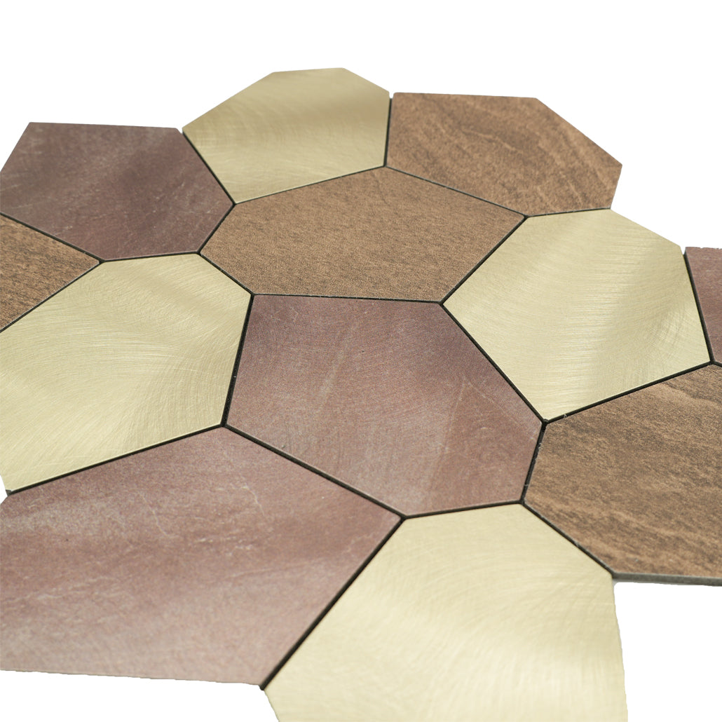 Peel and Stick Backsplash | Polygon Gold | 11.81×10.31"