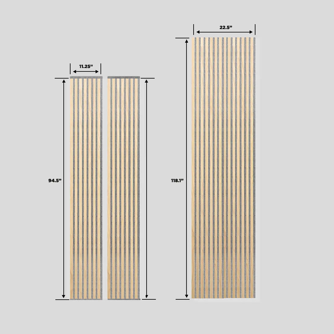 Fire Retardant - 118 inch XL Acoustic Slat Wall Panel | Natural Oak | Premium 3-sided Wood Veneer