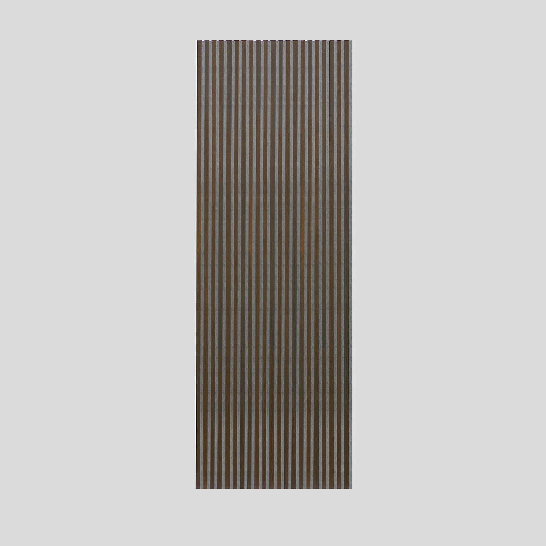 Acoustic Slat Wall Panel | Smoked Oak with Gray Felt | Premium 3-sided Wood Veneer