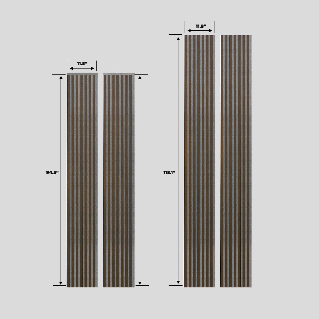 Acoustic Slat Wall Panel | Smoked Oak with Gray Felt | Premium 3-sided Wood Veneer