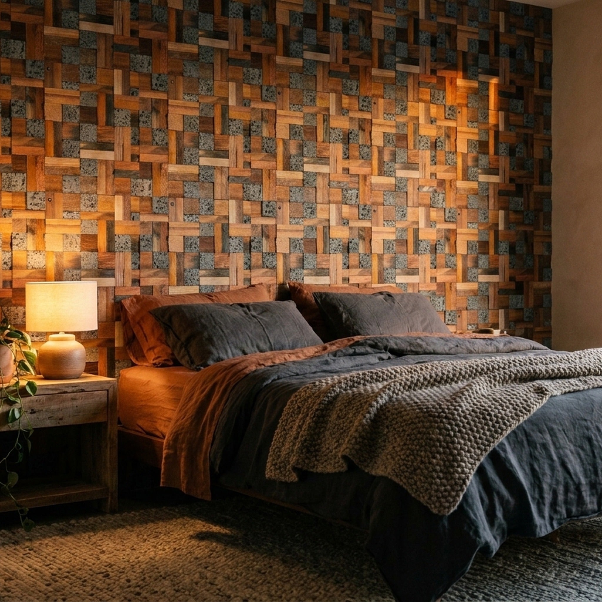 3D Wood Wall Panel | Lava Mix | 12×12"