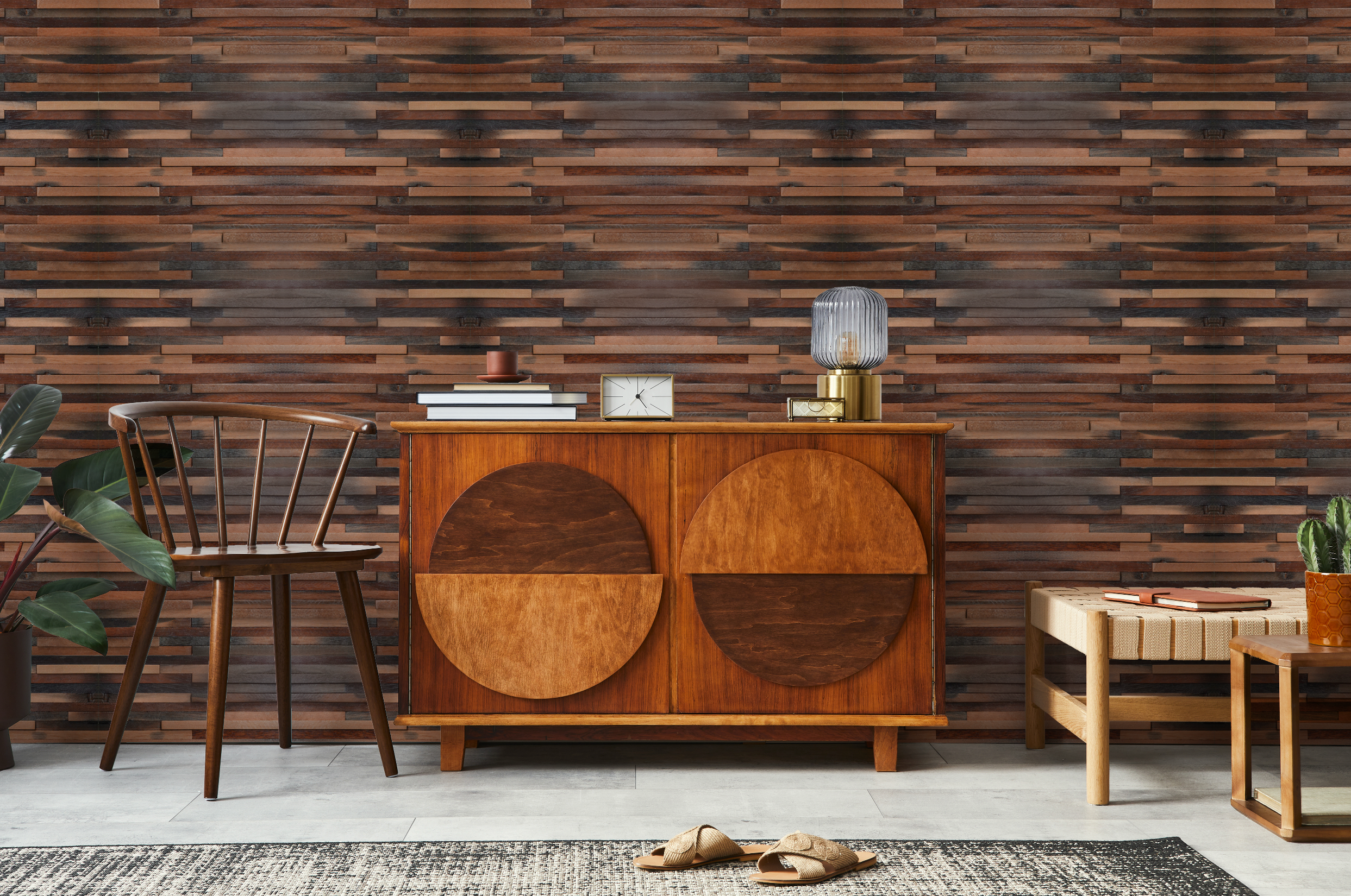 Wood Mosaic Panel | Compact Shipwood Wood Tile | 12×12”