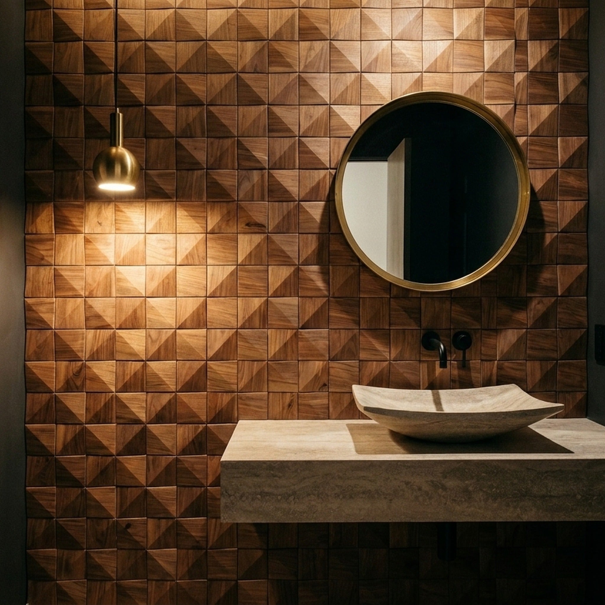 3D Wood Wall Panel | Slim Walnut | Aku Woodpanel