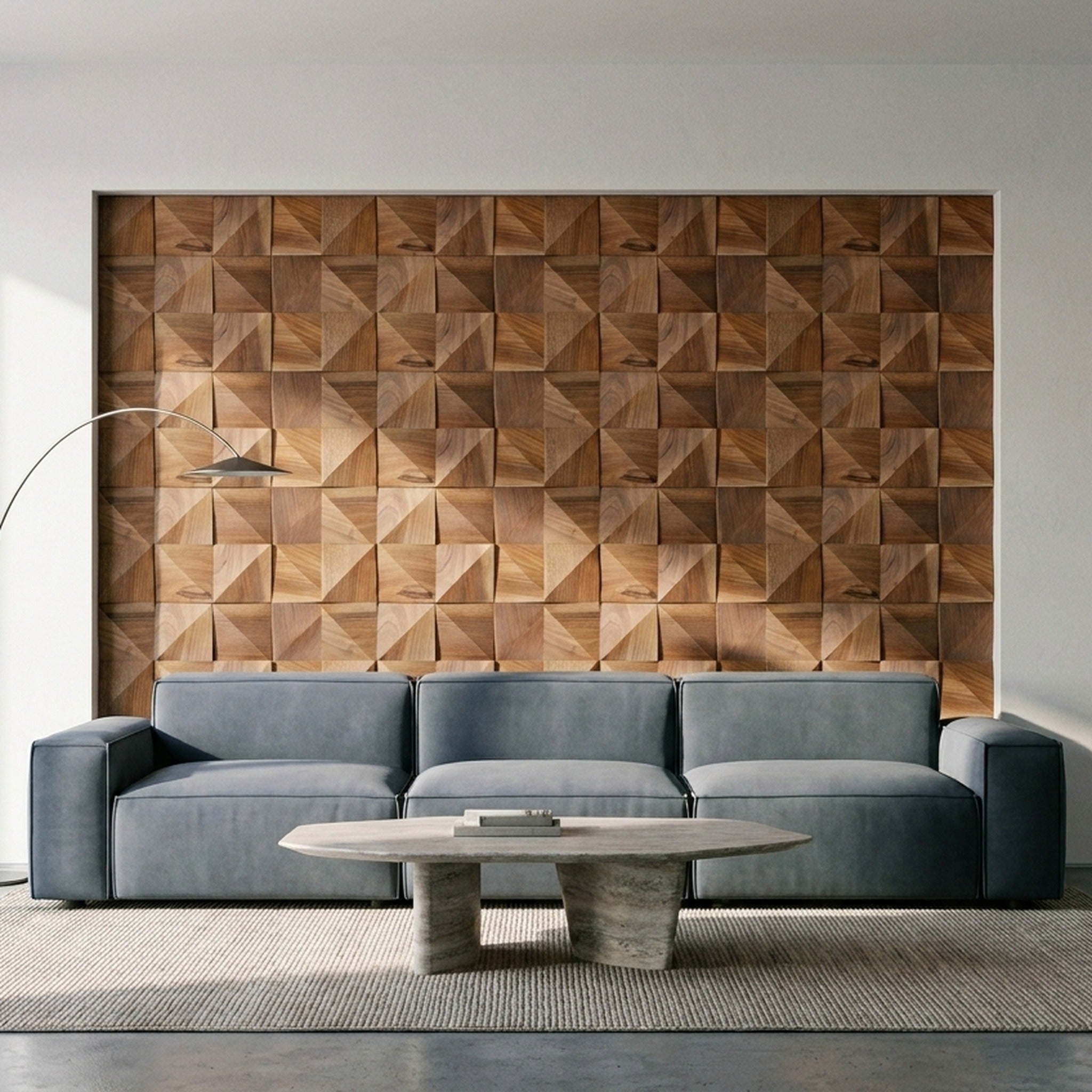 3D Wood Wall Panel | Slim Walnut | 7.9×15.8"