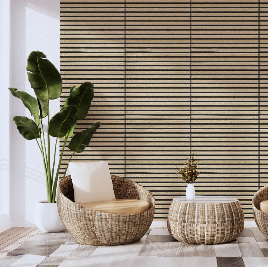 Tile (4 in a box) - Acoustic Slat Wall Panel | Natural Oak | Premium 3-sided Wood Veneer
