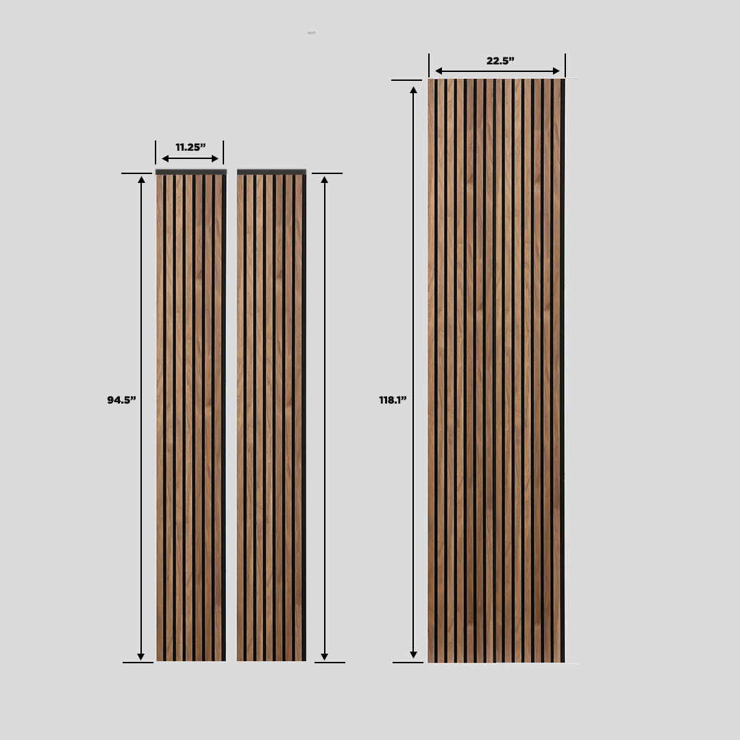 Acoustic Slat Wall Panel | Walnut | Premium 3-sided Wood Veneer