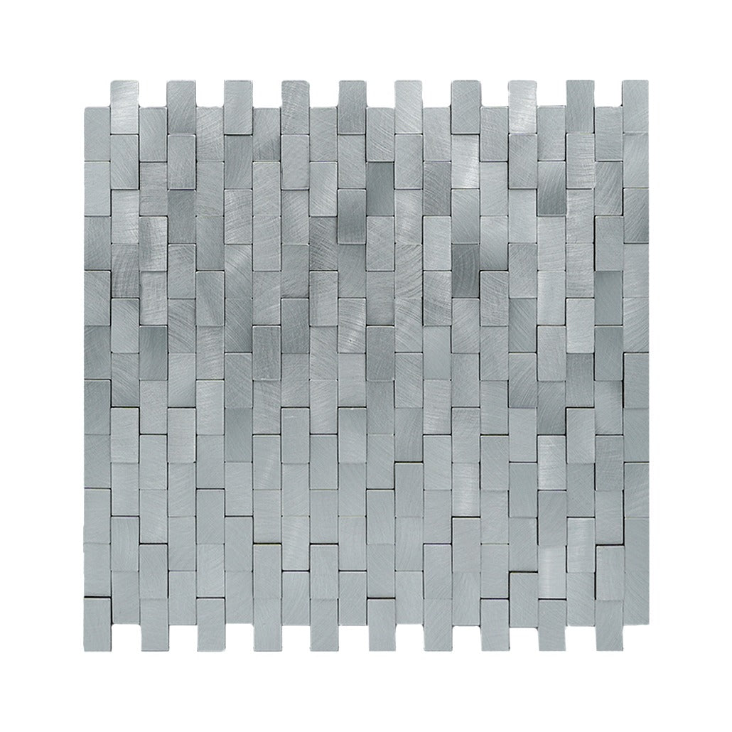 Peel and Stick Backsplash | Brick 3D Silver | 11.73×11.81"