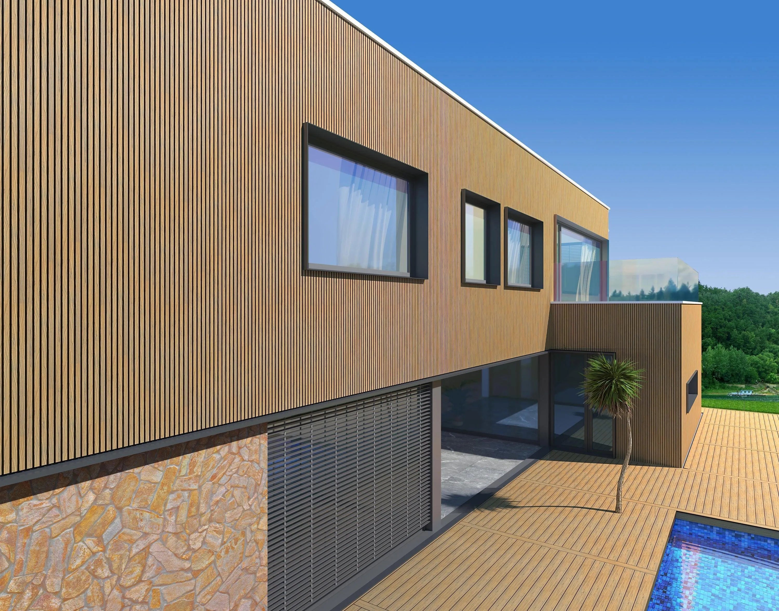 Exterior Wall Panel Birch 94.5" | Garden | 3D Wood Grain