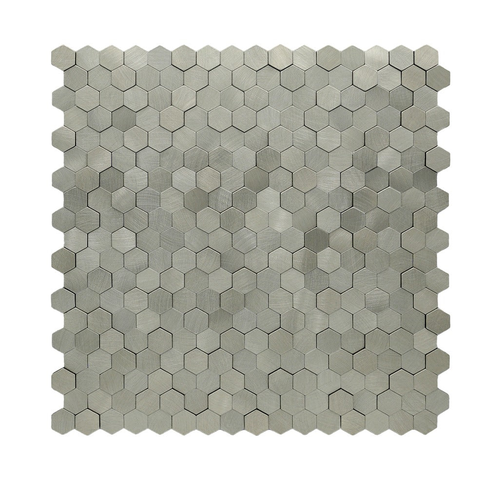 Peel and Stick Backsplash | Mini Hexagon 3D Silver | 11.73×12.09"