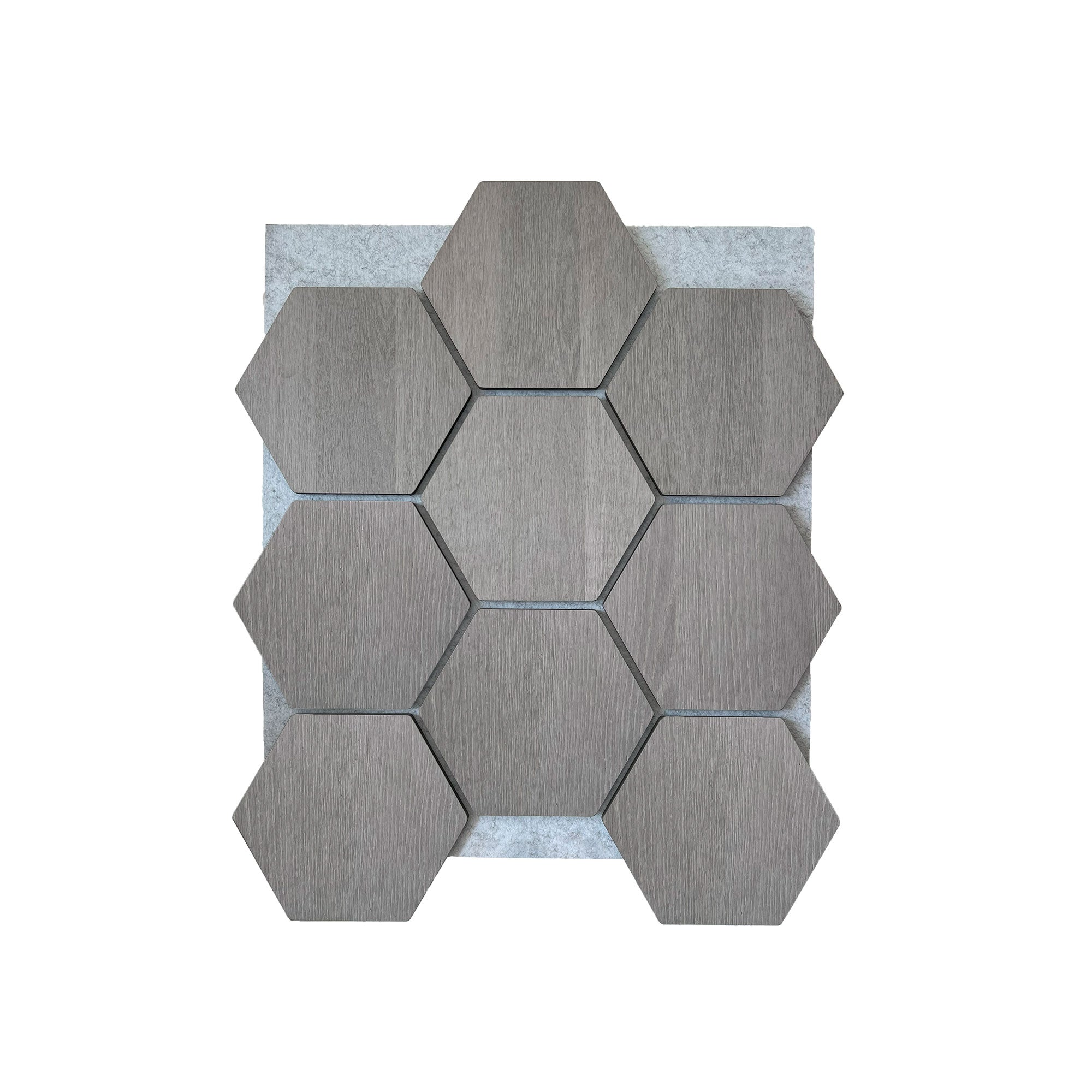 Hexagon Acoustic Panel | Gray Walnut with Gray Felt 32 Inch (4 Panels per Box) | Wall Decor