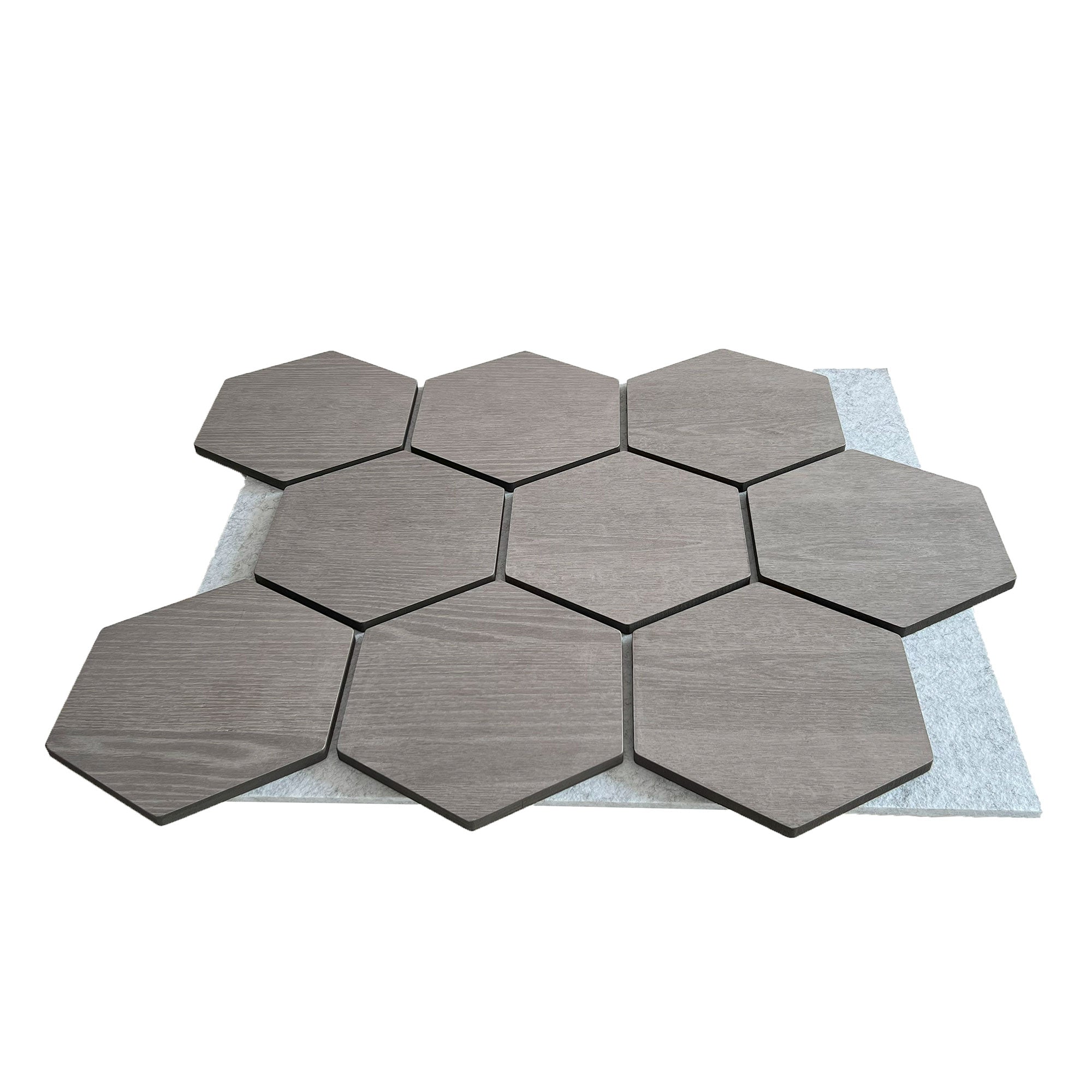 Hexagon Acoustic Panel | Gray Walnut with Gray Felt 32 Inch (4 Panels per Box) | Wall Decor