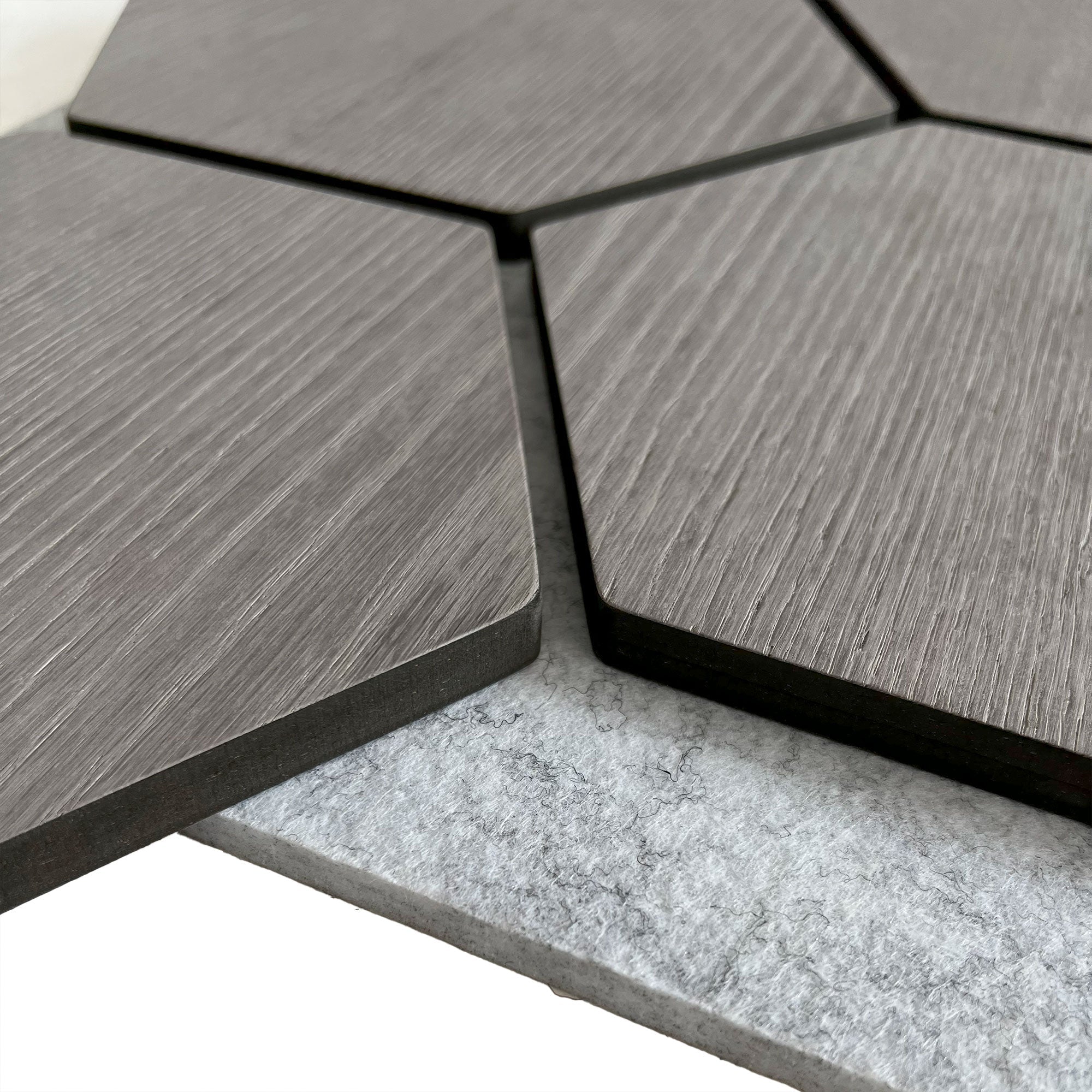 Hexagon Acoustic Panel | Gray Walnut with Gray Felt 32 Inch (4 Panels per Box) | Wall Decor