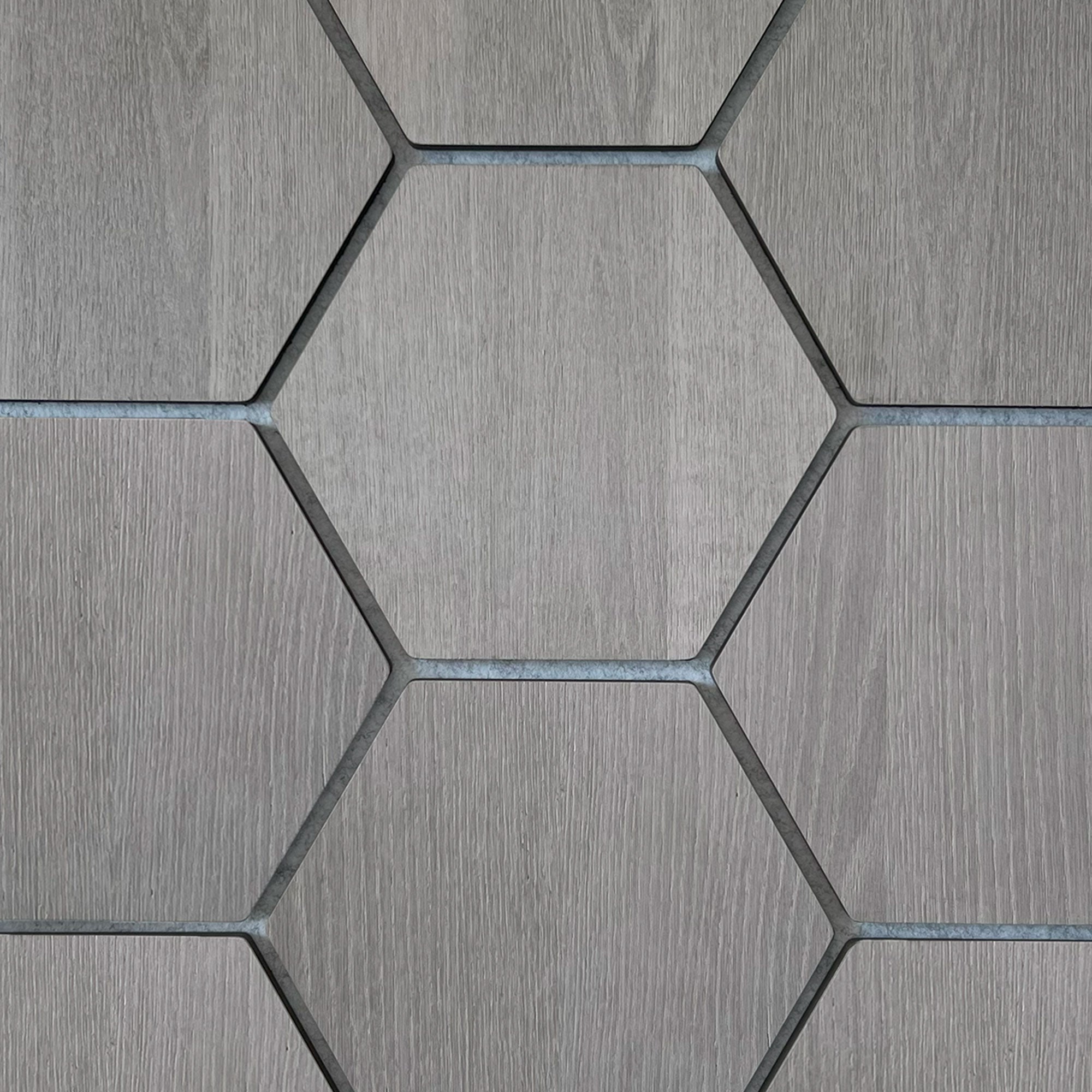 Hexagon Acoustic Panel | Gray Walnut with Gray Felt 32 Inch (4 Panels per Box) | Wall Decor