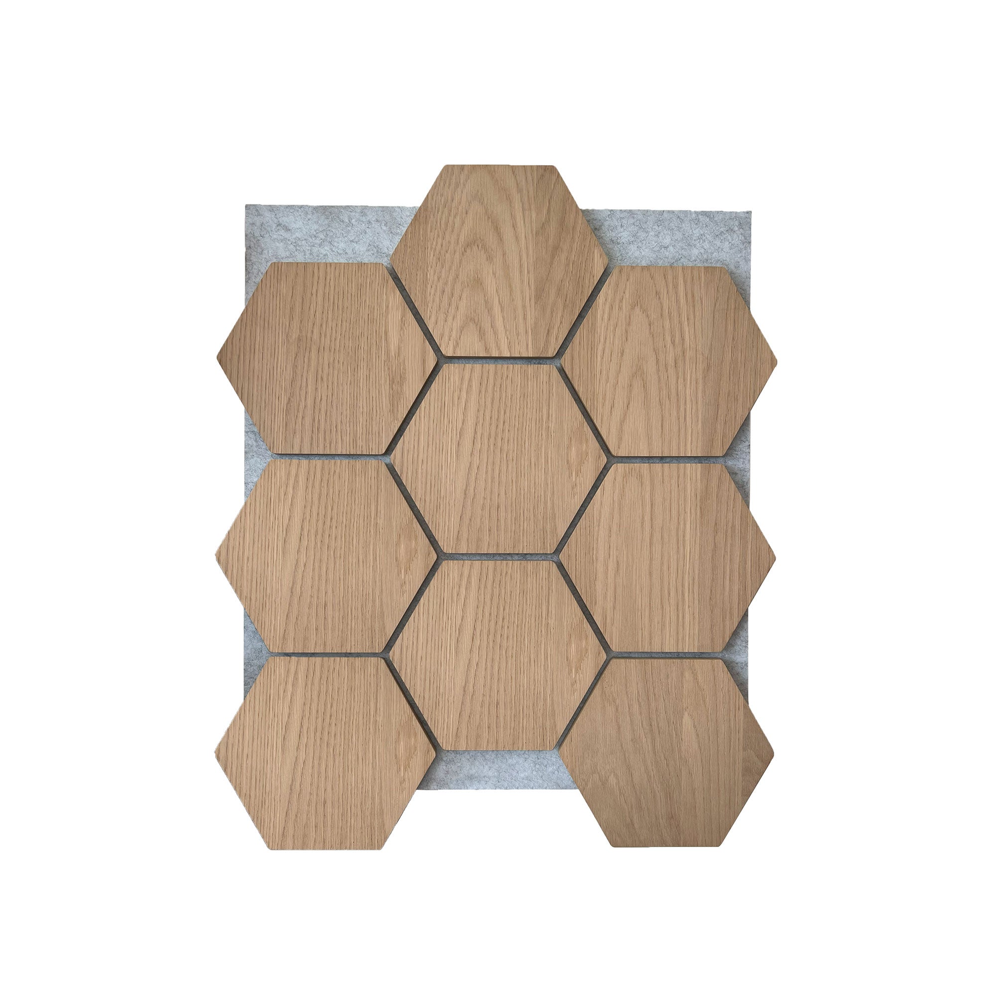 Hexagon Acoustic Panel | Natural Oak with Gray Felt 32 Inch (4 Panels per Box) | Wall Decor