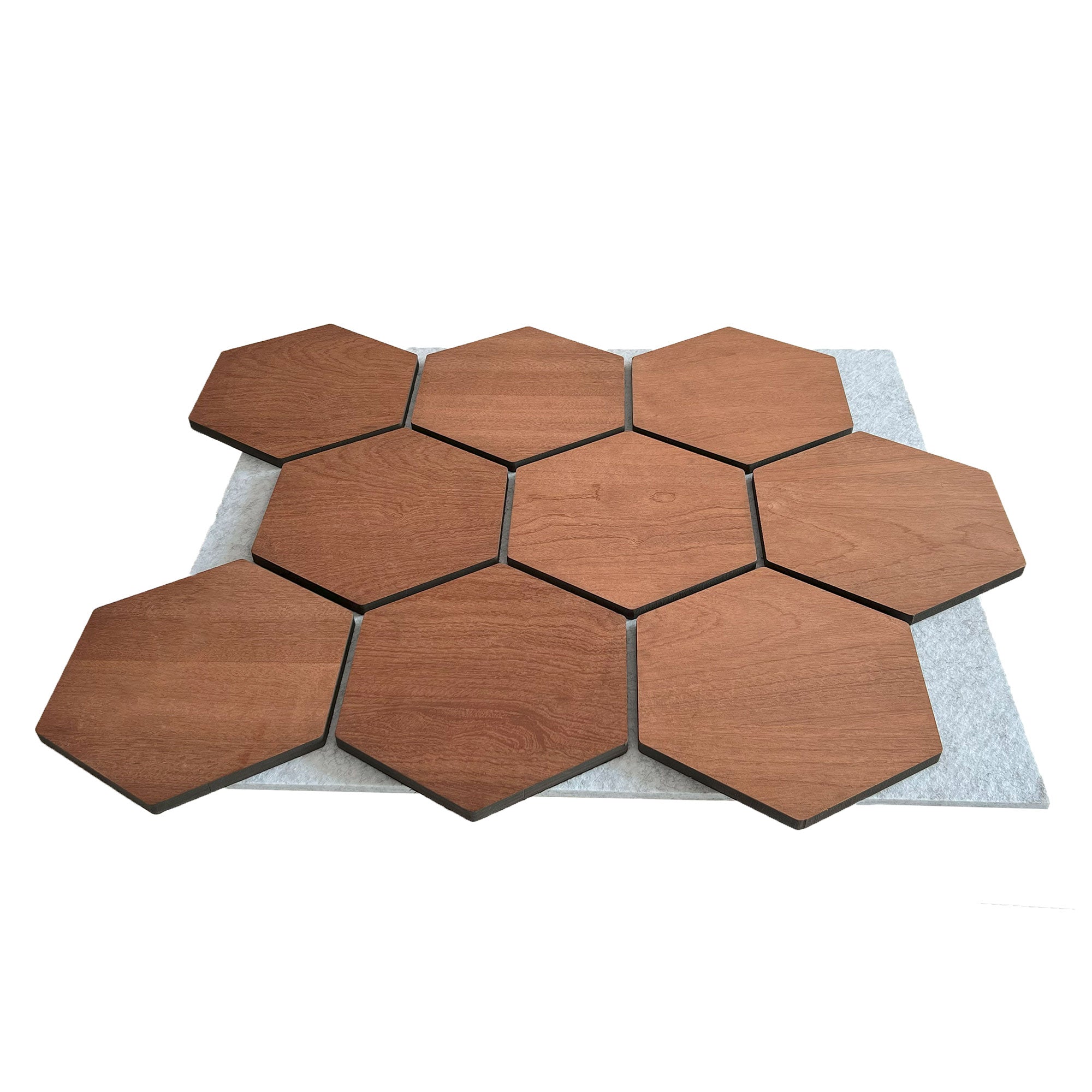 Hexagon Acoustic Panel | Smoked Oak with Gray Felt 32 Inch (4 Panels per Box) | Wall Decor