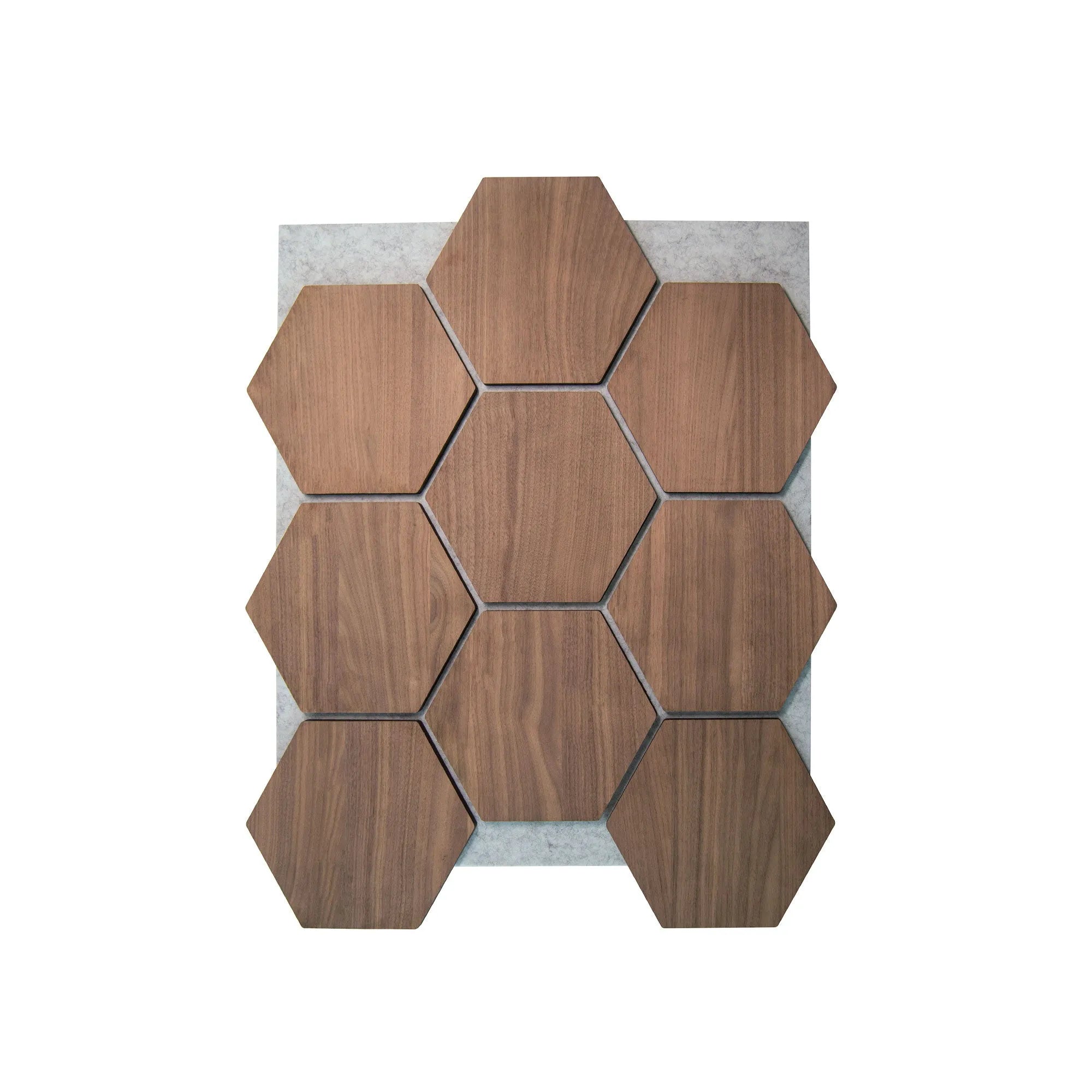 Hexagon Acoustic Panel | Walnut with Gray Felt 32 Inch (4 Panels per Box) | Wall Decor