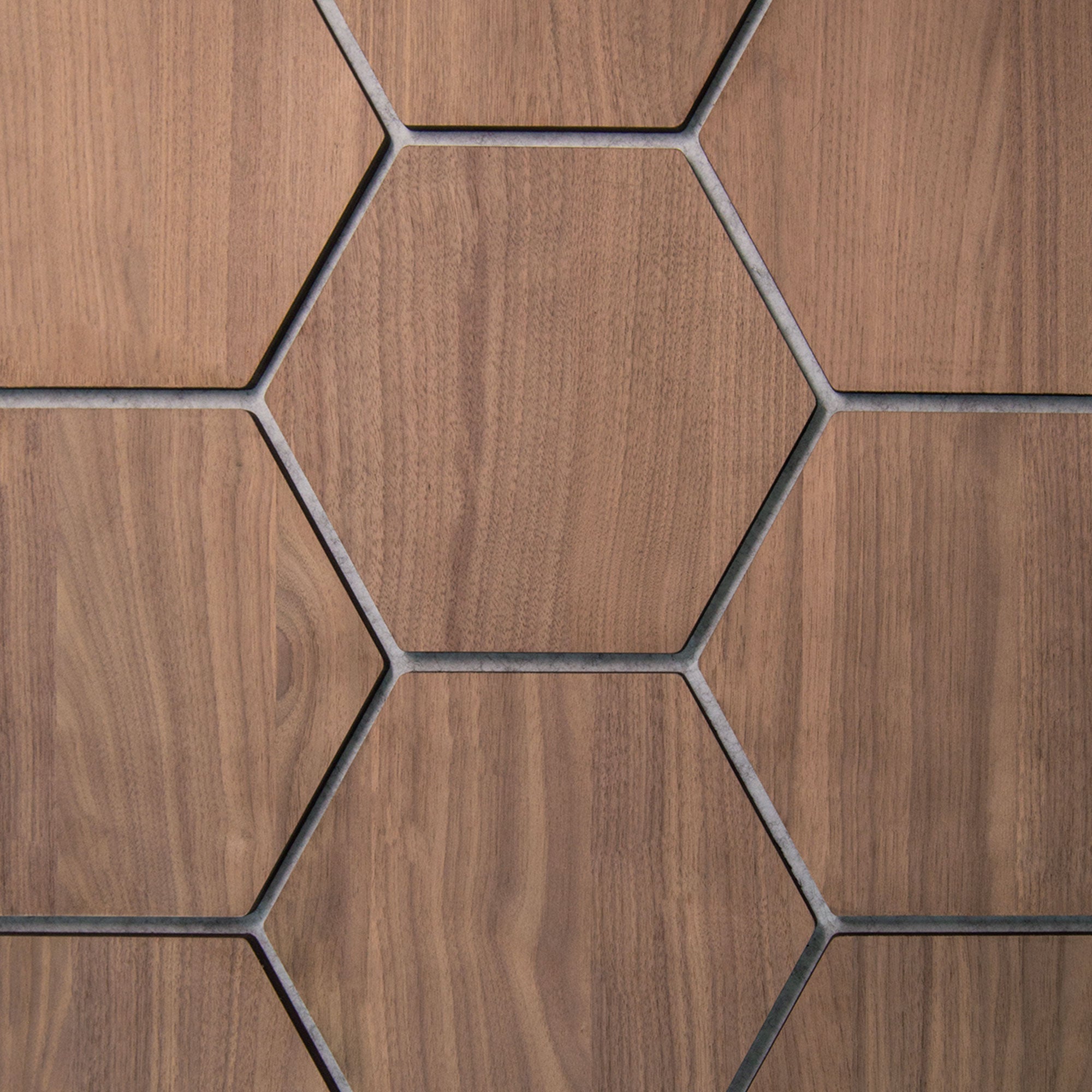 Sample - Hexagon Panel Walnut with Grey Felt