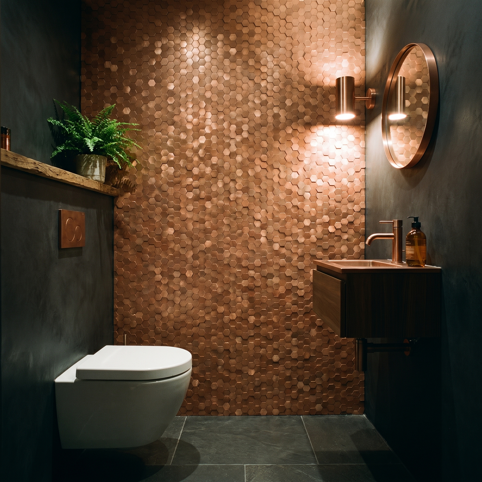 Peel and Stick Backsplash | Mini Hexagon 3D Copper | 11.73×12.09"