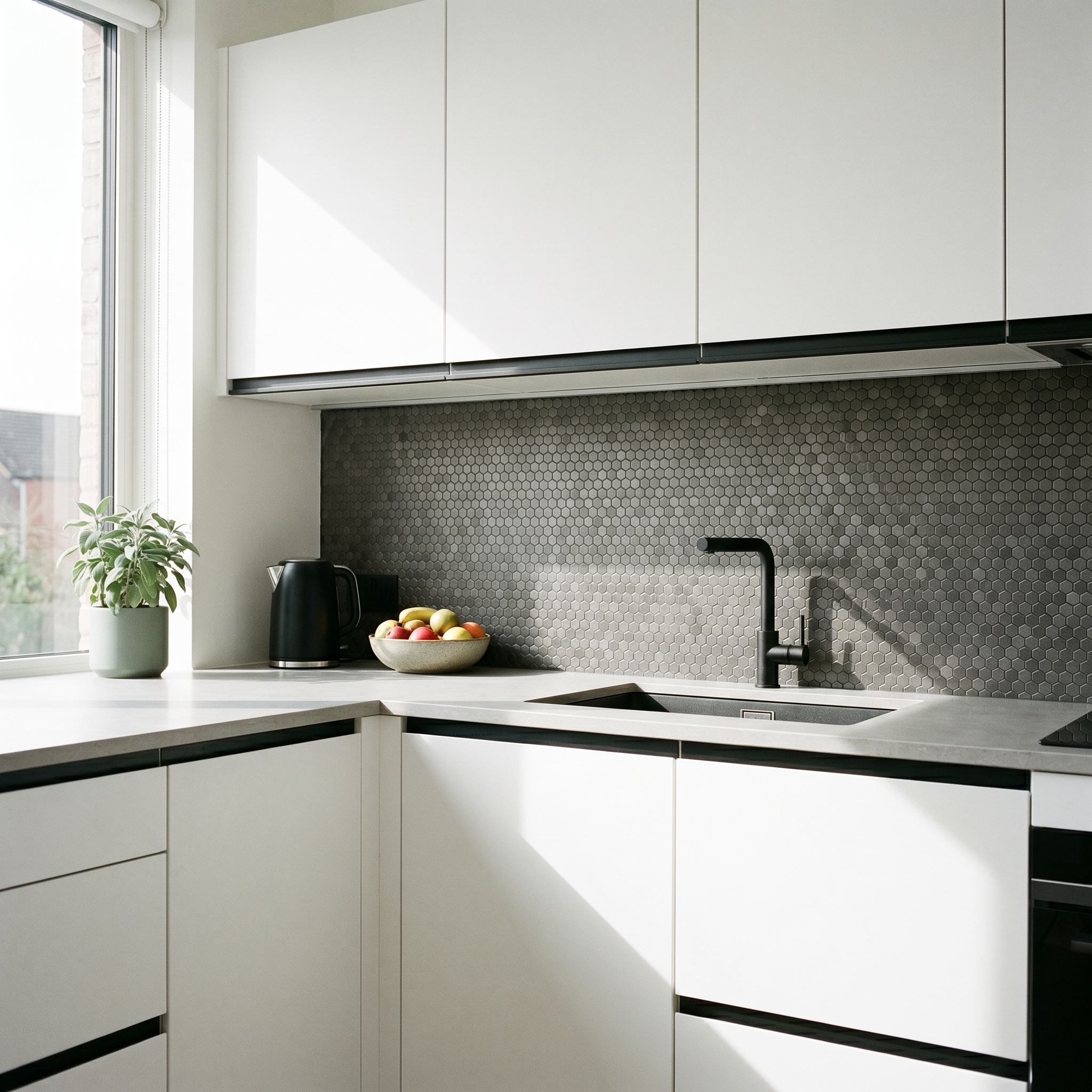 Peel and Stick Backsplash | Mini Hexagon 3D Anthracite | 11.73×12.09"