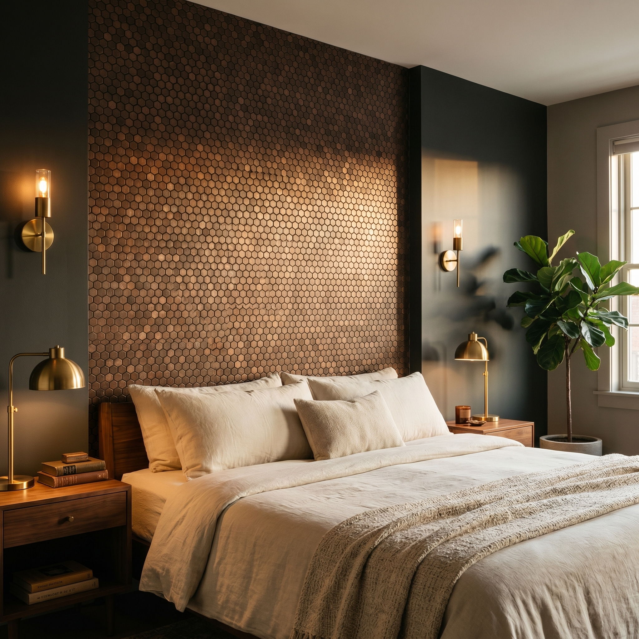 Peel and Stick Backsplash | Mini Hexagon 3D Dark Copper | 11.73×12.09"