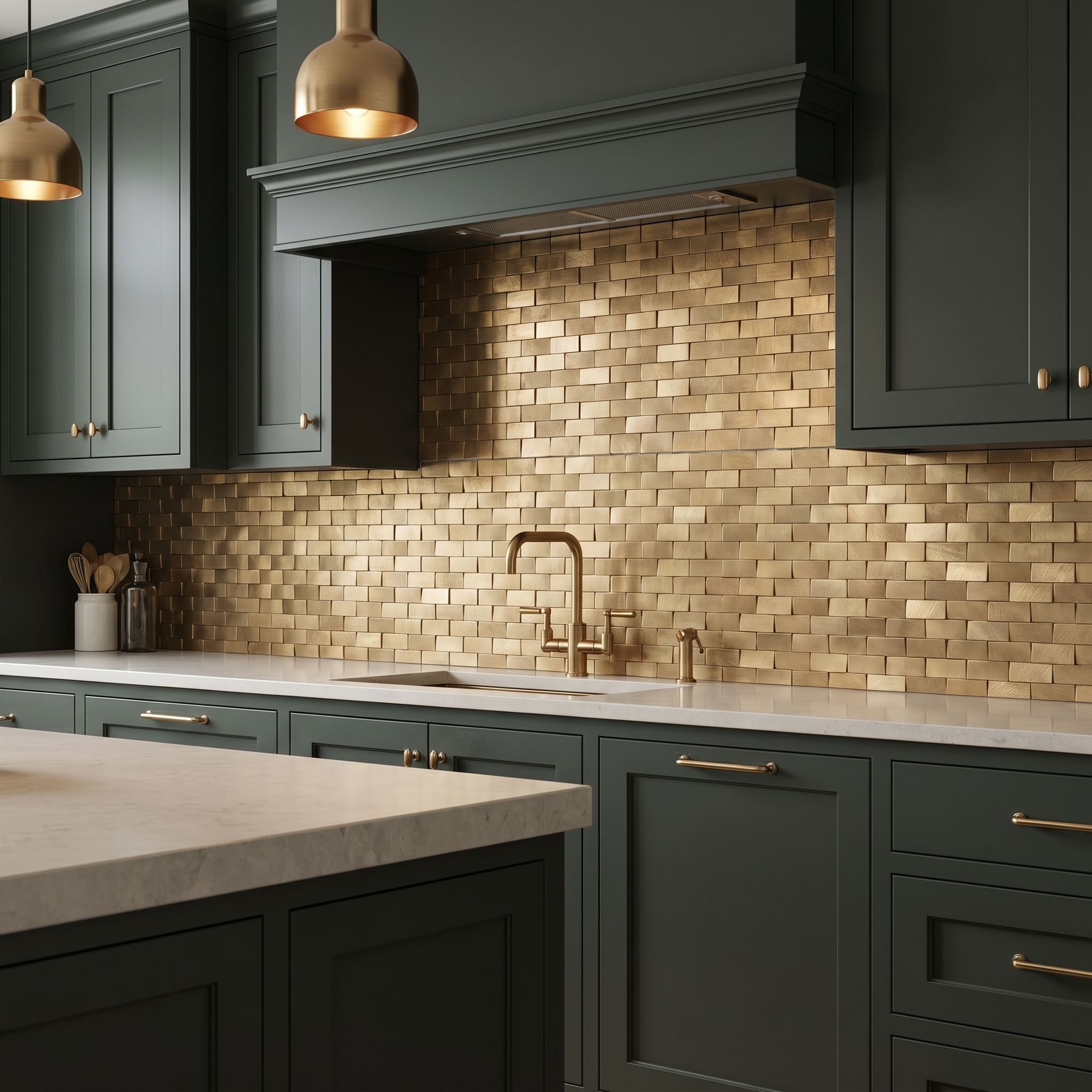 Peel and Stick Backsplash | Brick 3D Gold | 11.73×11.81"