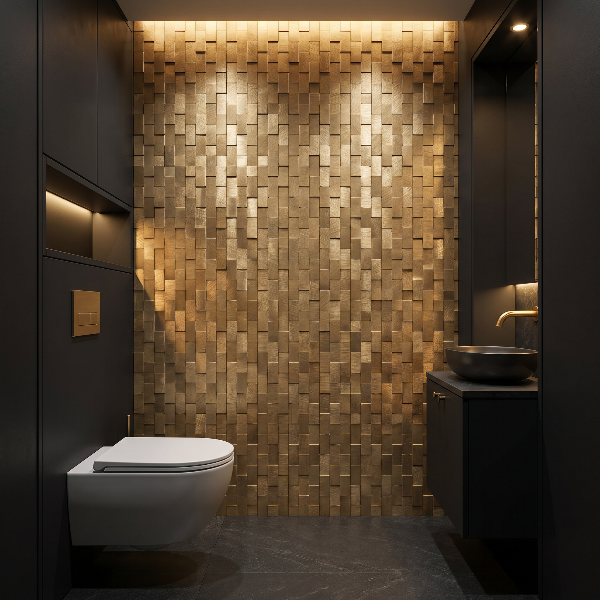 Peel and Stick Backsplash | Brick 3D Gold | 11.73×11.81"