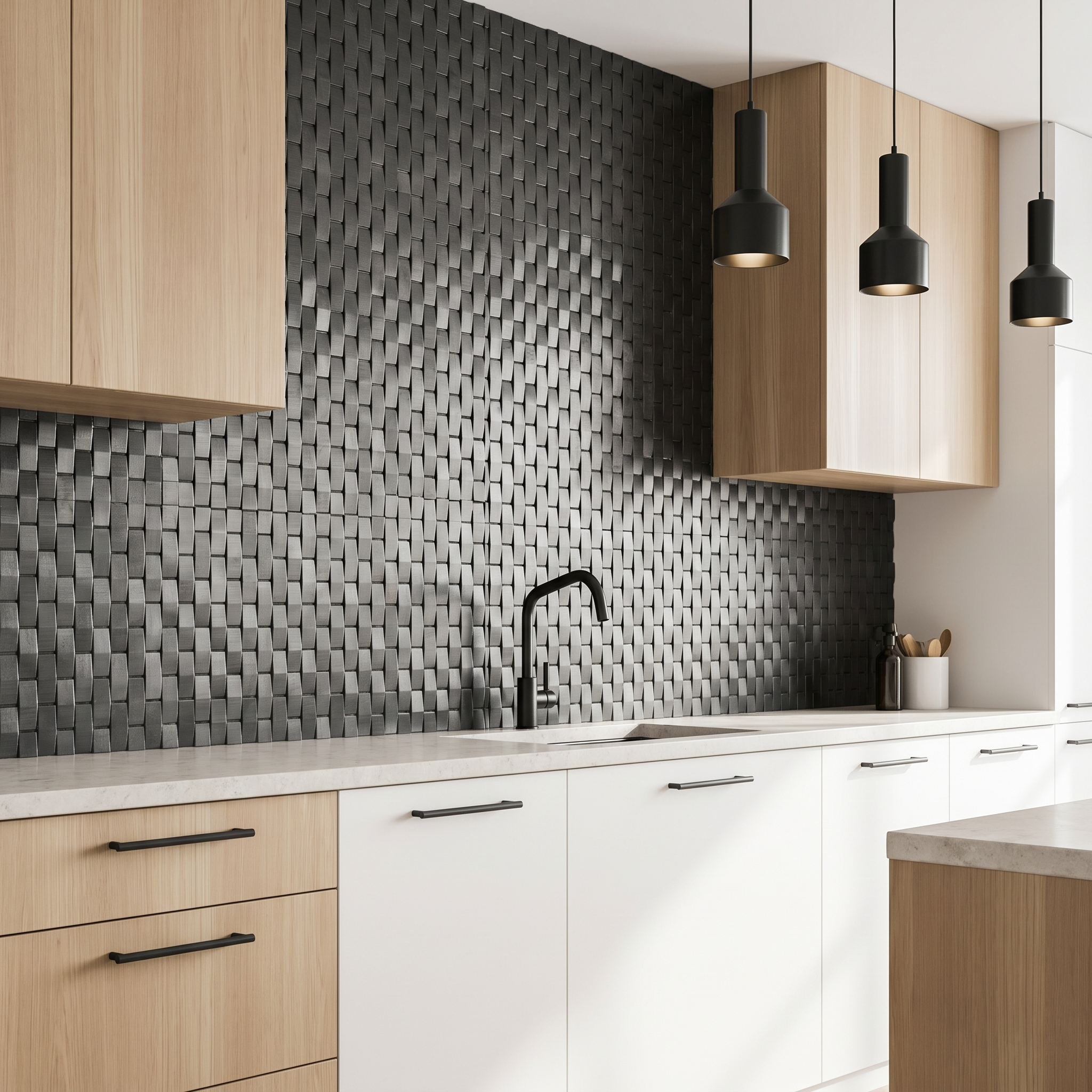 Peel and Stick Backsplash | Brick 3D Anthracite | 11.73×11.81"