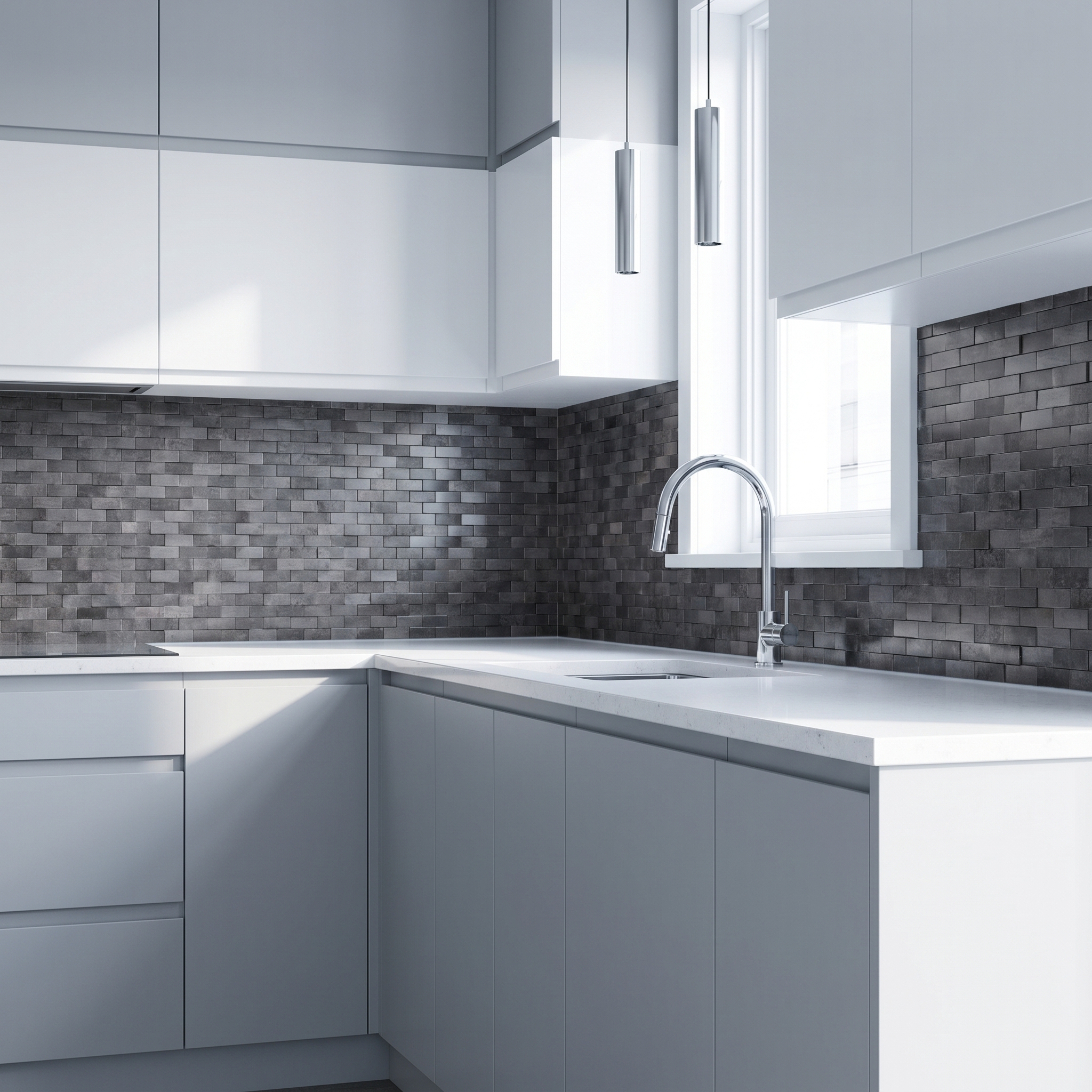 Peel and Stick Backsplash | Brick 3D Graphite | 11.73×11.81"