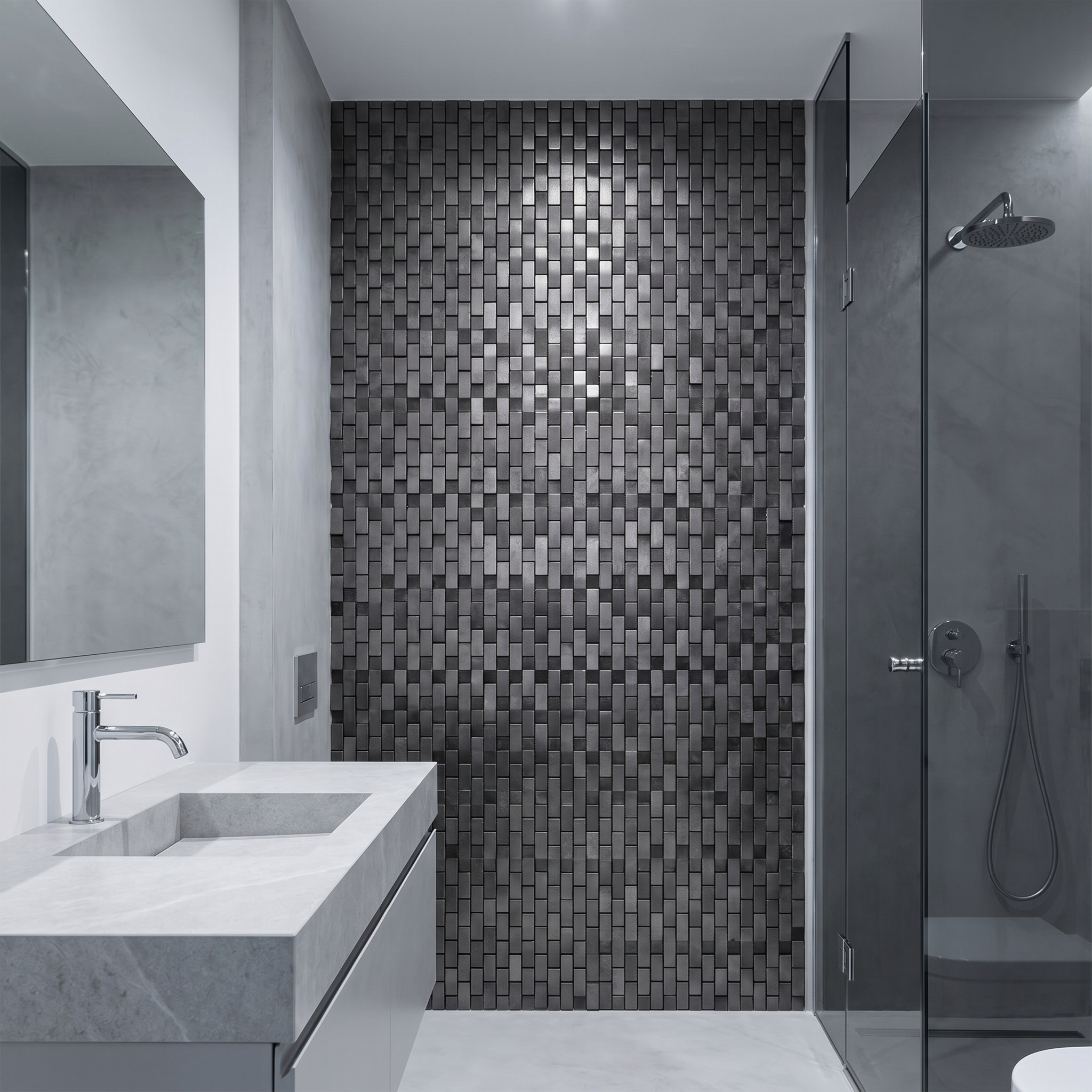 Peel and Stick Backsplash | Brick 3D Graphite | 11.73×11.81"