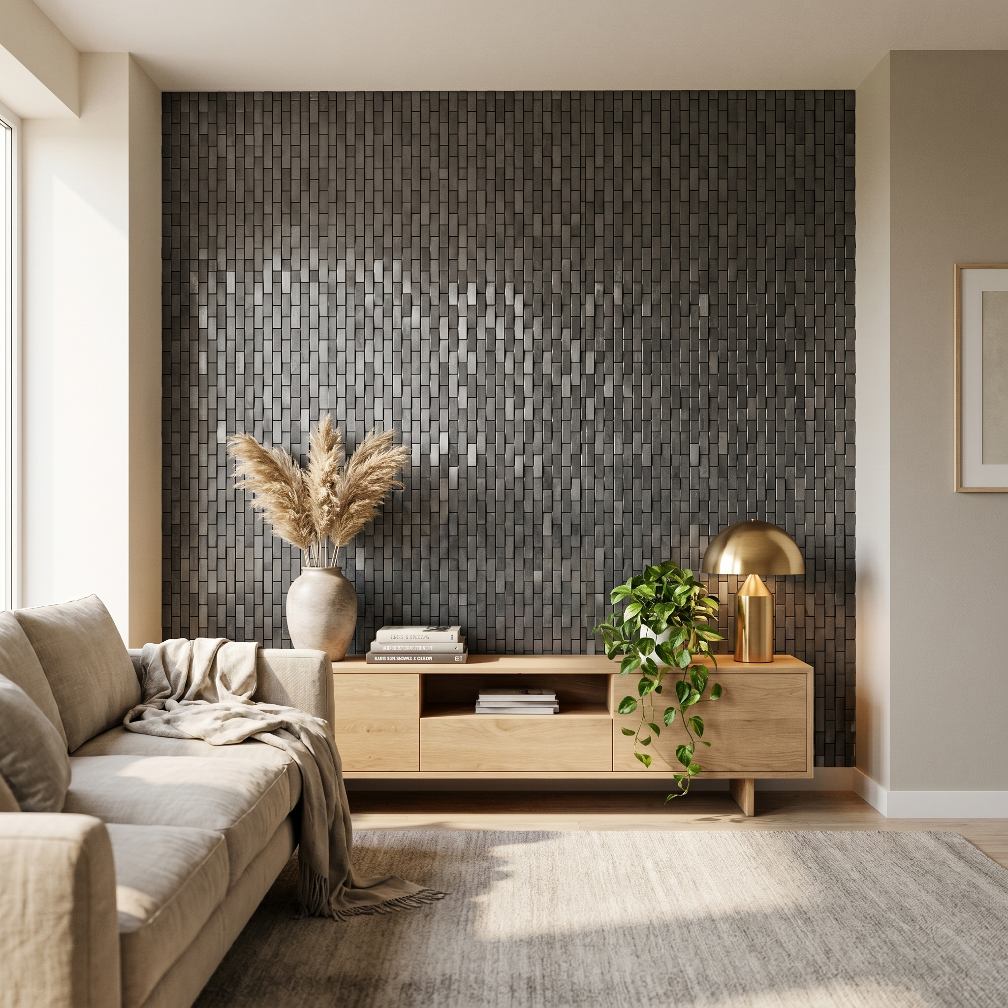 Peel and Stick Backsplash | Brick 3D Graphite | 11.73×11.81"