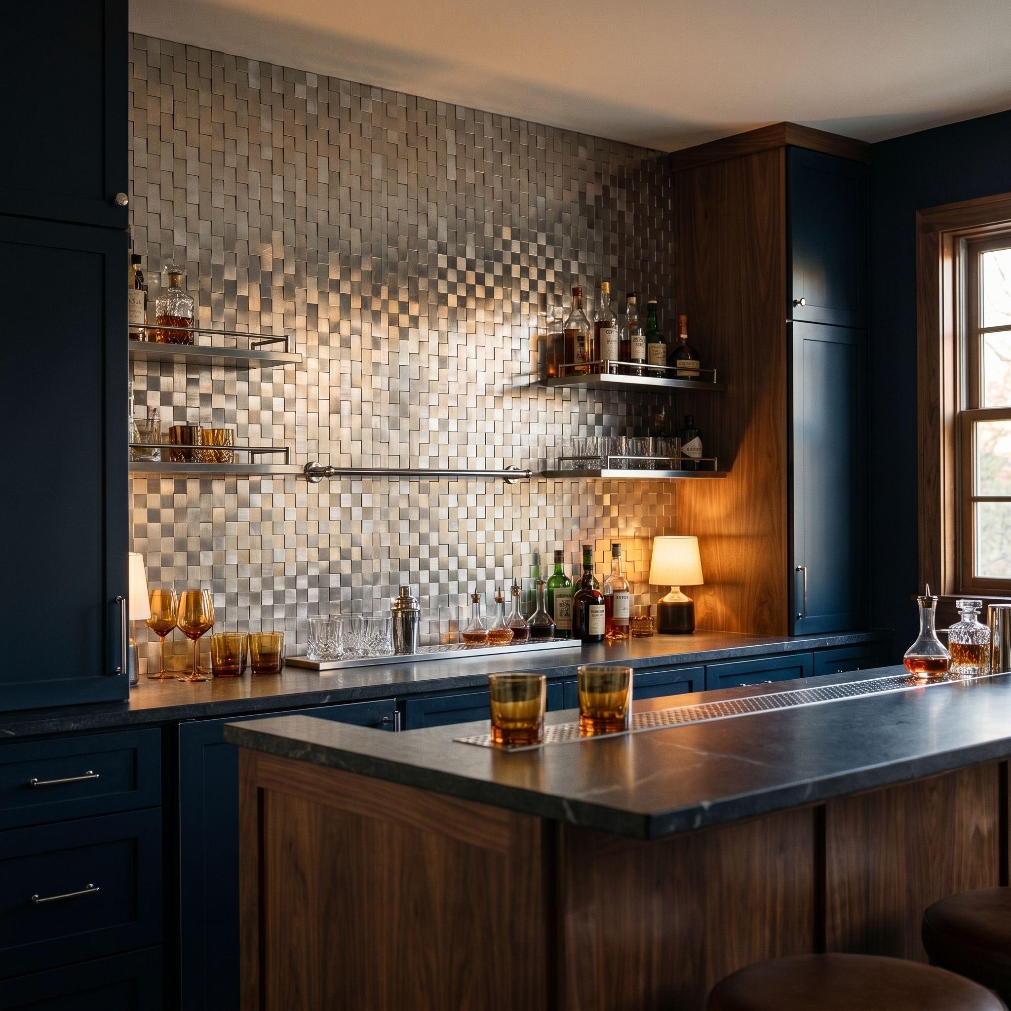 Peel and Stick Backsplash | Brick 3D Silver | 11.73×11.81"