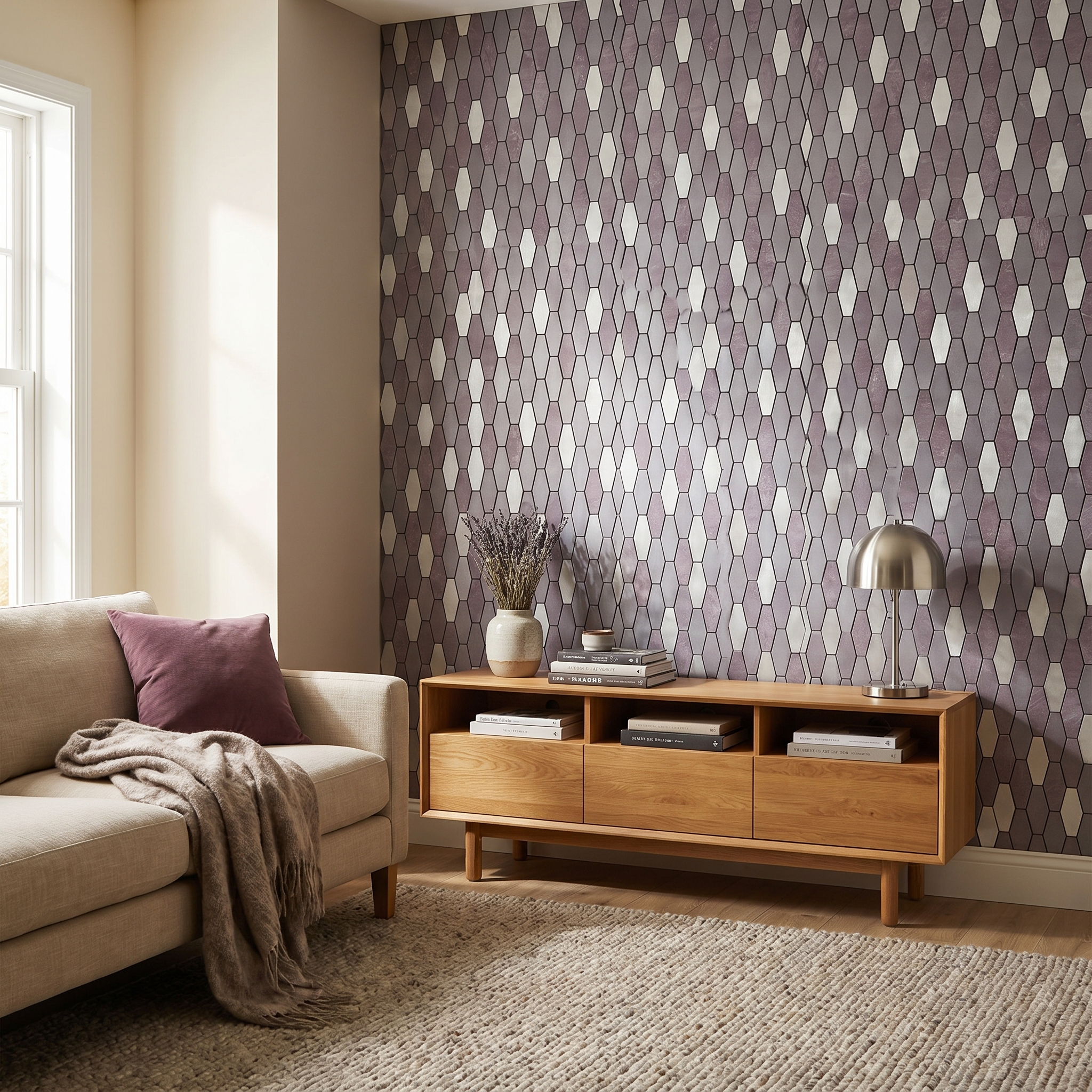 Peel and Stick Backsplash | Picket Purple | 11.81×11.81"